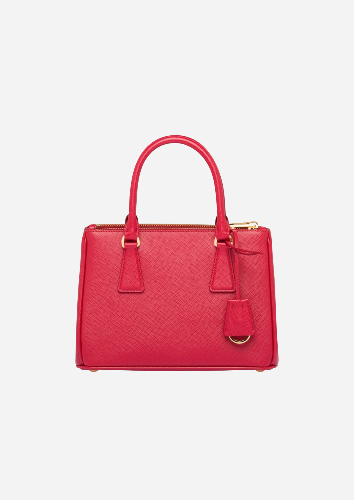 Prada Galleria Mini Rossa in Pelle Saffiano, vista a tre quarti