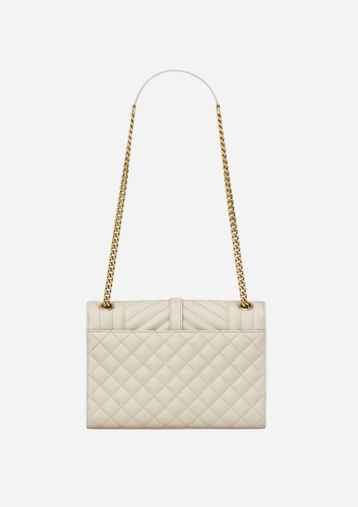 Interno di Saint Laurent Envelope Media Bianca in Pelle Trapuntata Grain de Poudre