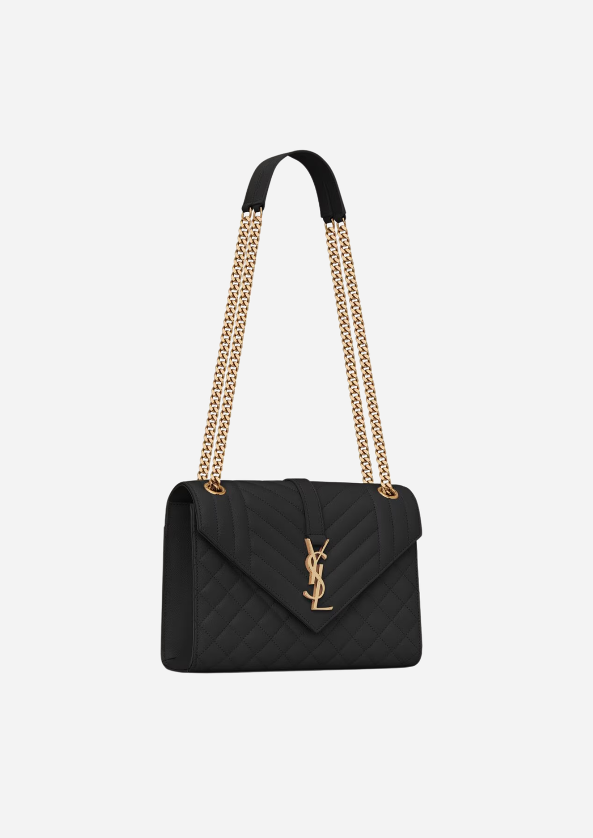Saint Laurent Envelope Media Nera in Pelle Trapuntata Grain de Poudre, vista posteriore