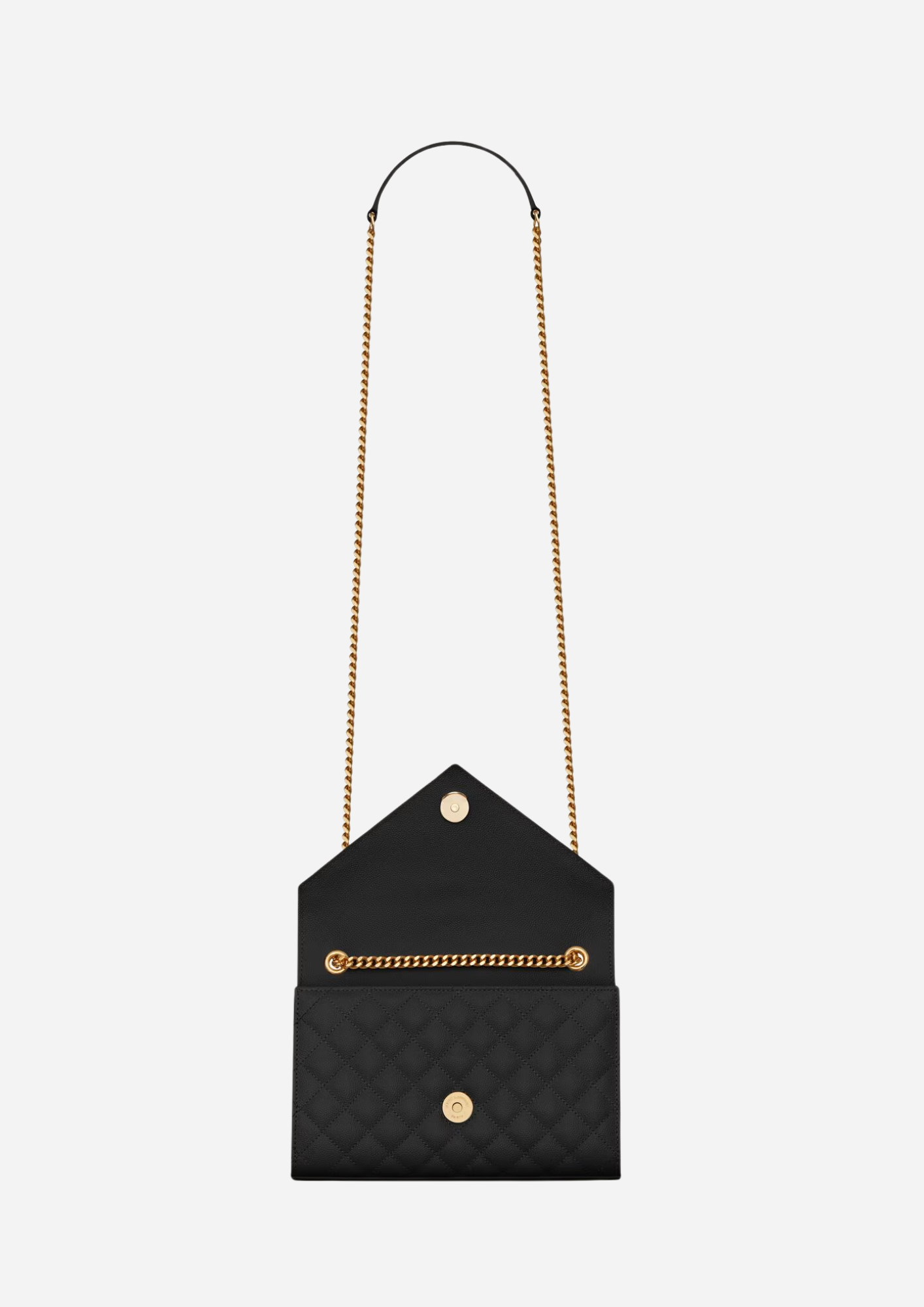 Interno di Saint Laurent Envelope Piccola Nera in Pelle Trapuntata Grain de Poudre