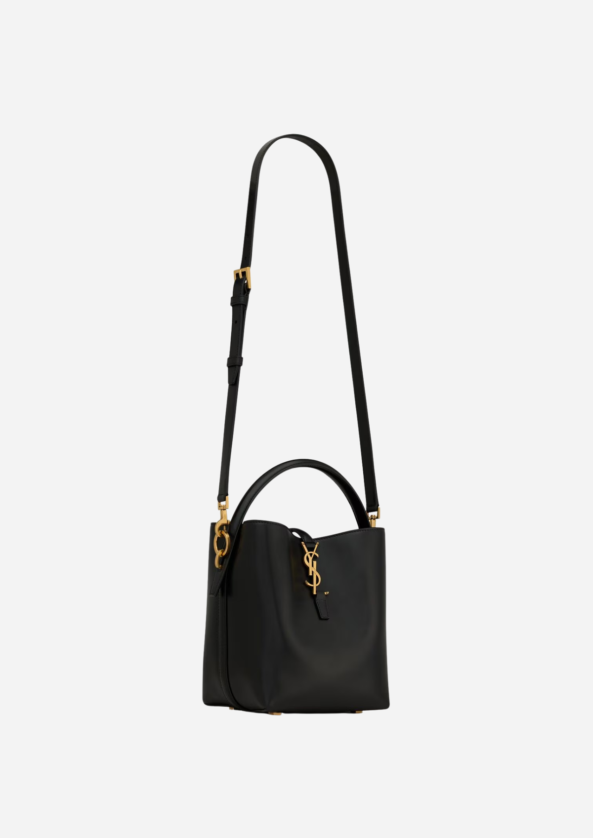 Saint Laurent Le 37 Piccola Nera in Pelle Lucida, indossata