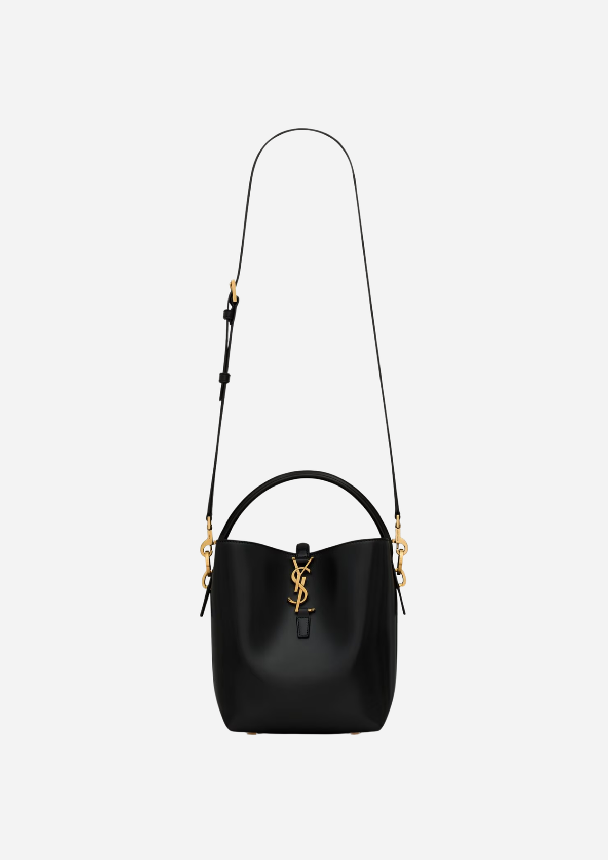 Saint Laurent Le 37 Piccola Nera in Pelle Lucida, vista a tre quarti