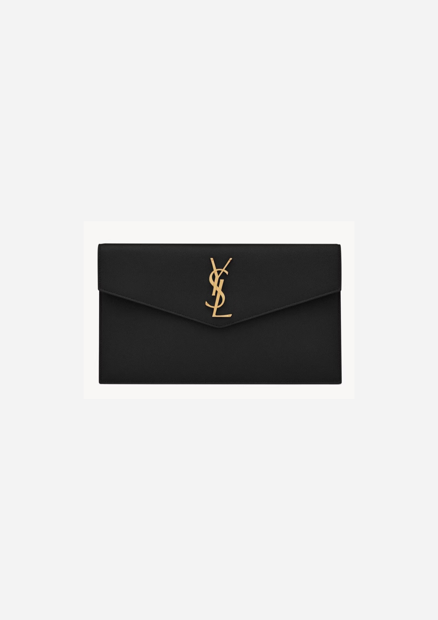 Saint Laurent Pochette Uptown Nera in Pelle Grain de Poudre, vista frontale