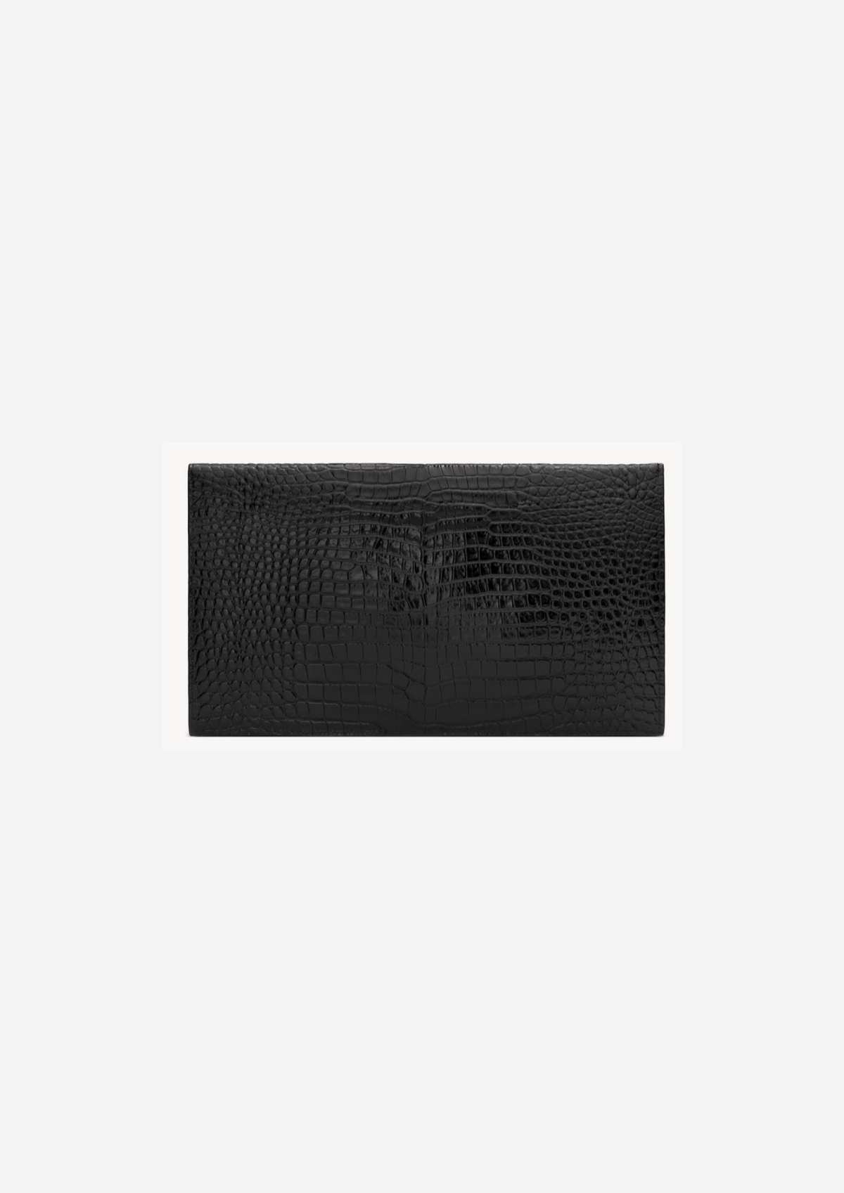Saint Laurent Pochette Uptown Nera in Pelle Lucida Effetto Coccodrillo, vista posteriore