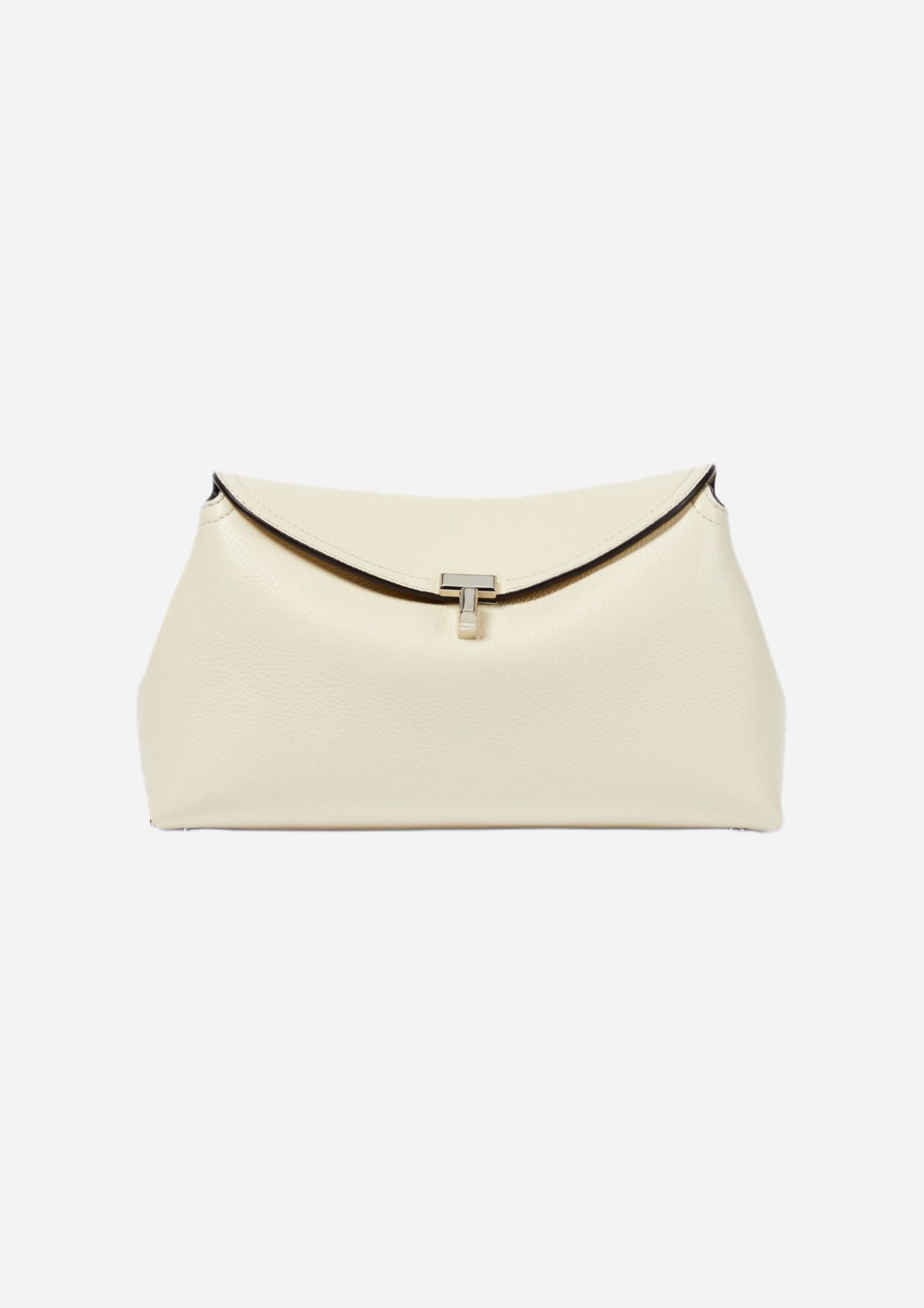 Toteme T-Lock Clutch Milk in pelle martellata vista frontale