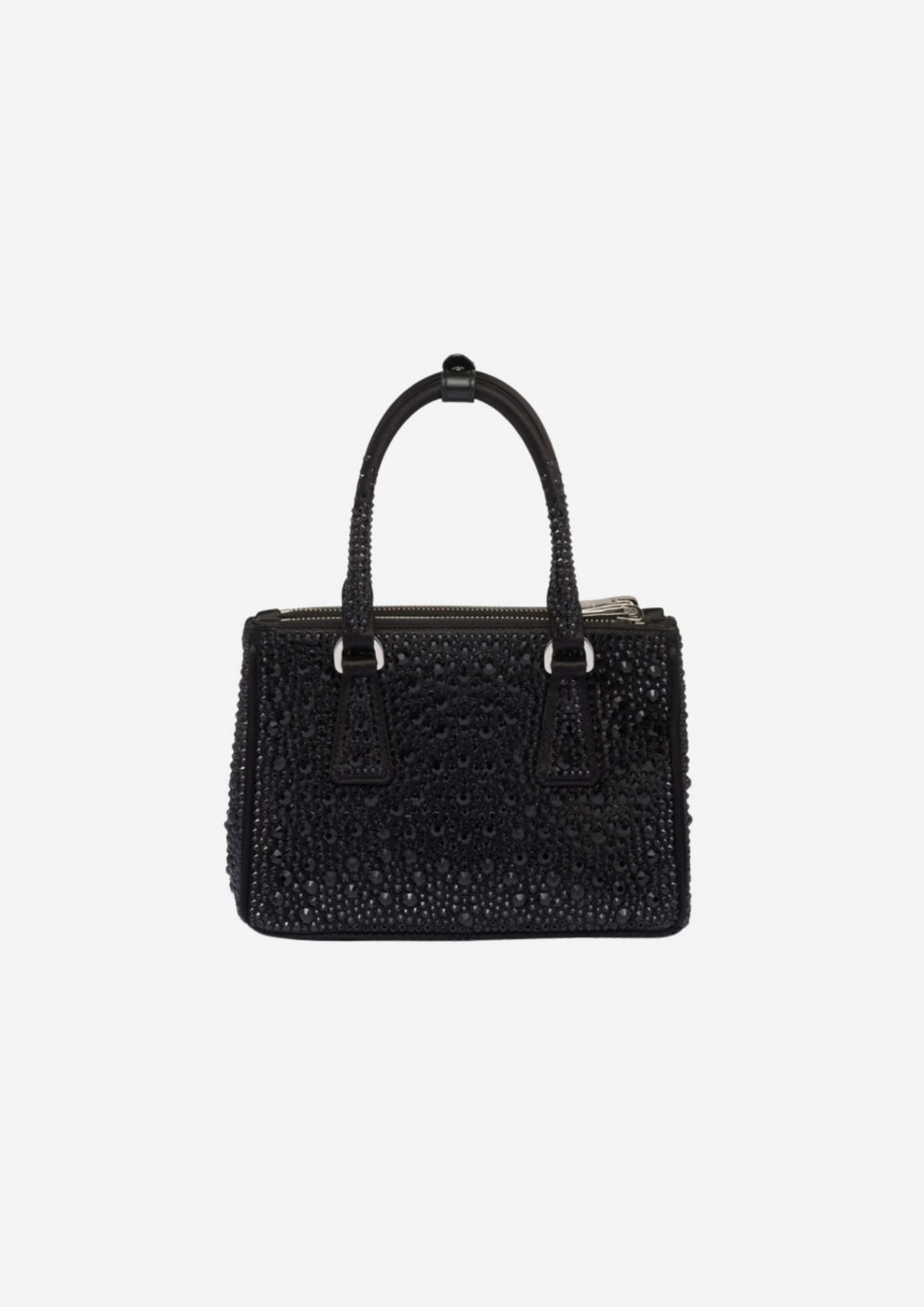 BOLSA PRADA GALLERIA MINI EN RASO CON CRISTALES NEGROS