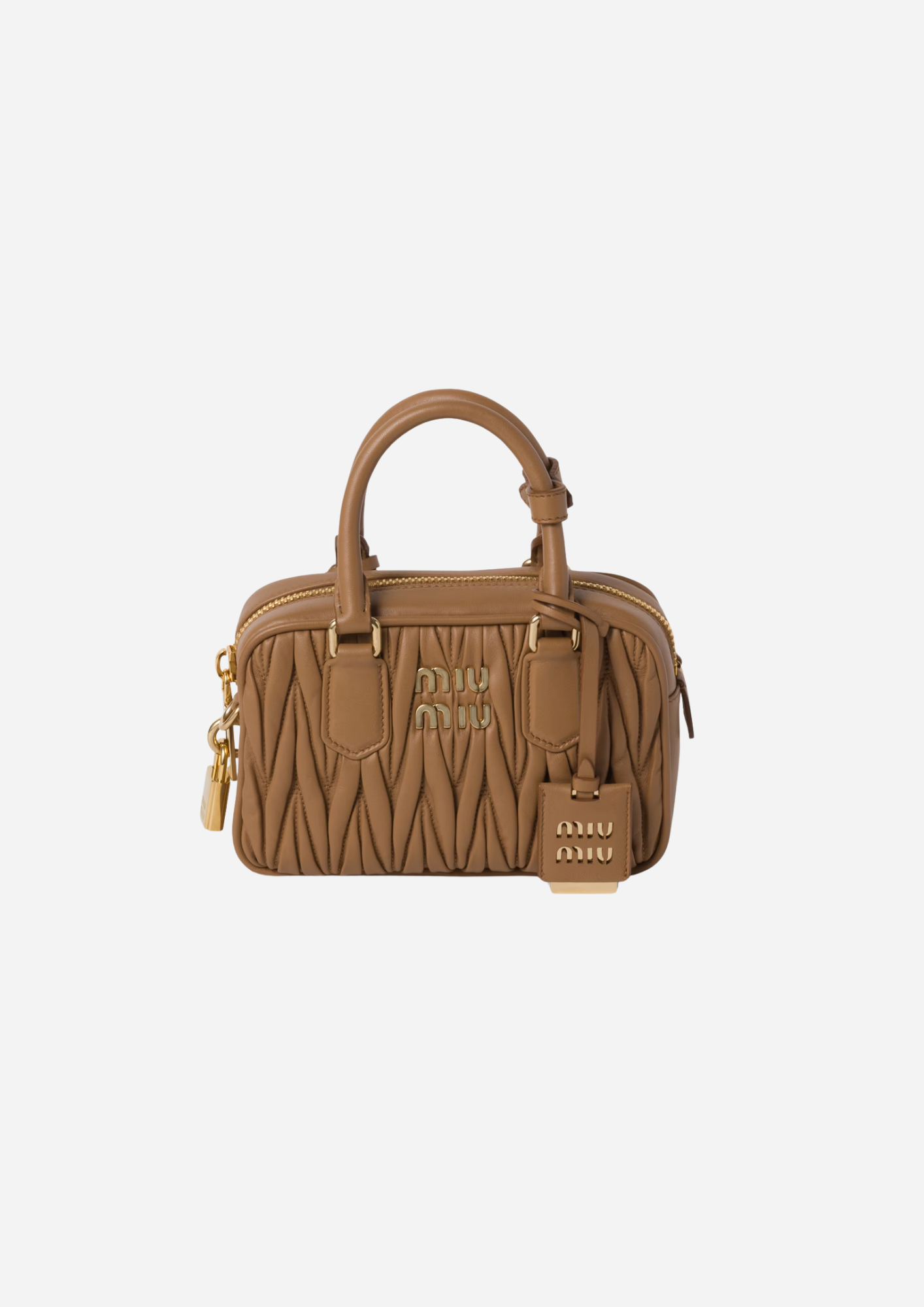MIU MIU BORSA ARCADIE IN NAPPA MATELASSÉ SMALL CARAMEL