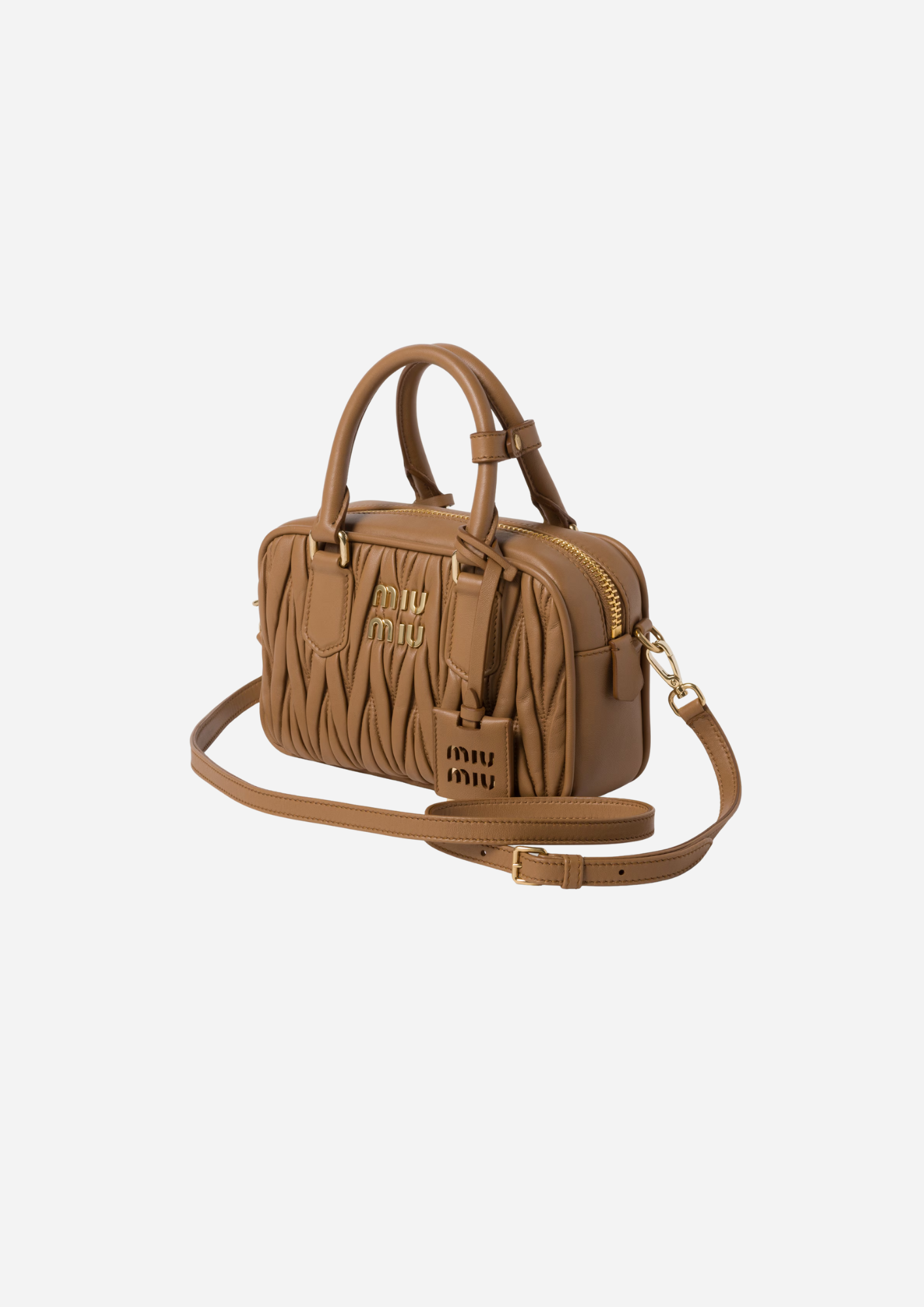 MIU MIU BORSA ARCADIE IN NAPPA MATELASSÉ SMALL CARAMEL