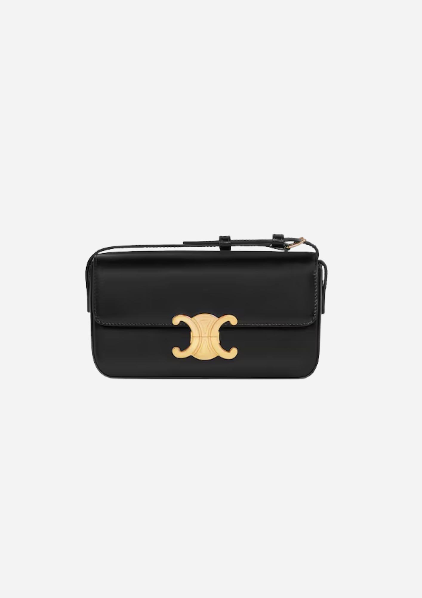 CELINE CLAUDE SHOULDER BAG IN BLACK GLOSSY CALF LEATHER