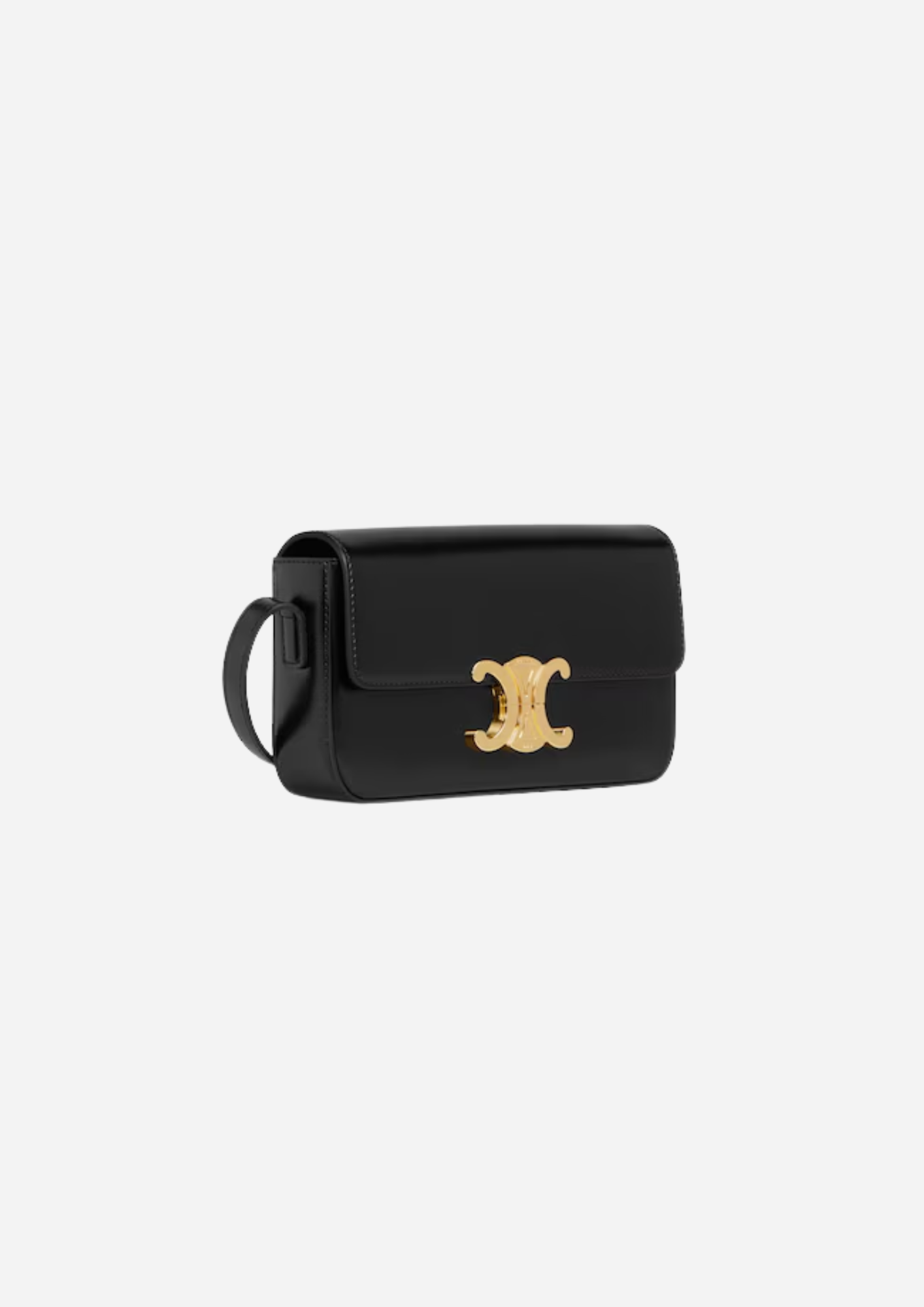 CELINE CLAUDE SHOULDER BAG IN BLACK GLOSSY CALF LEATHER