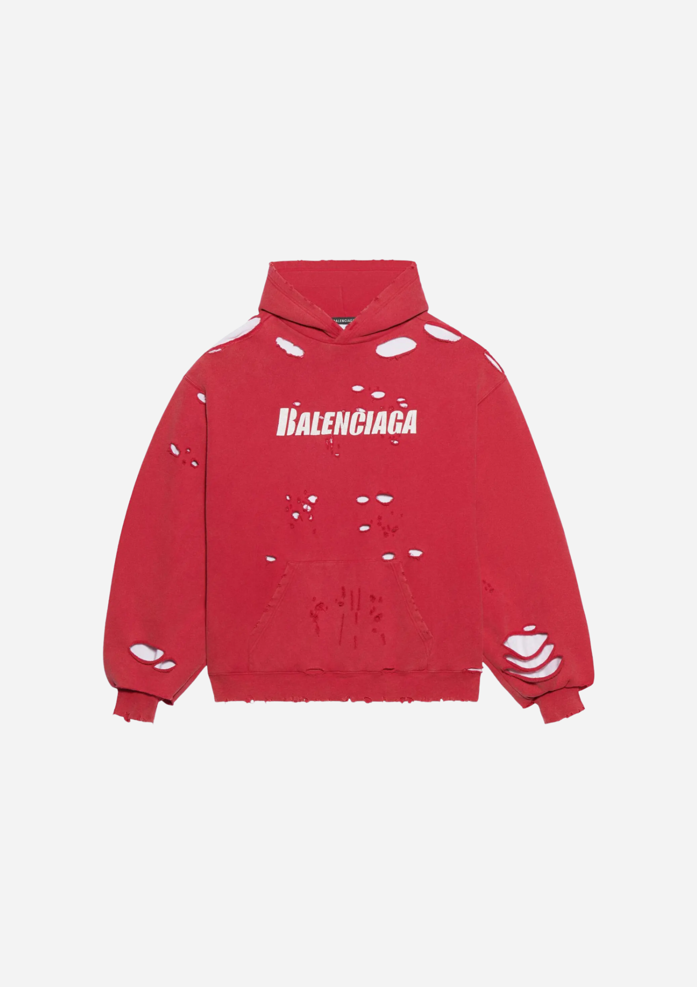 BALENCIAGA HOODIE DESTROYED RED