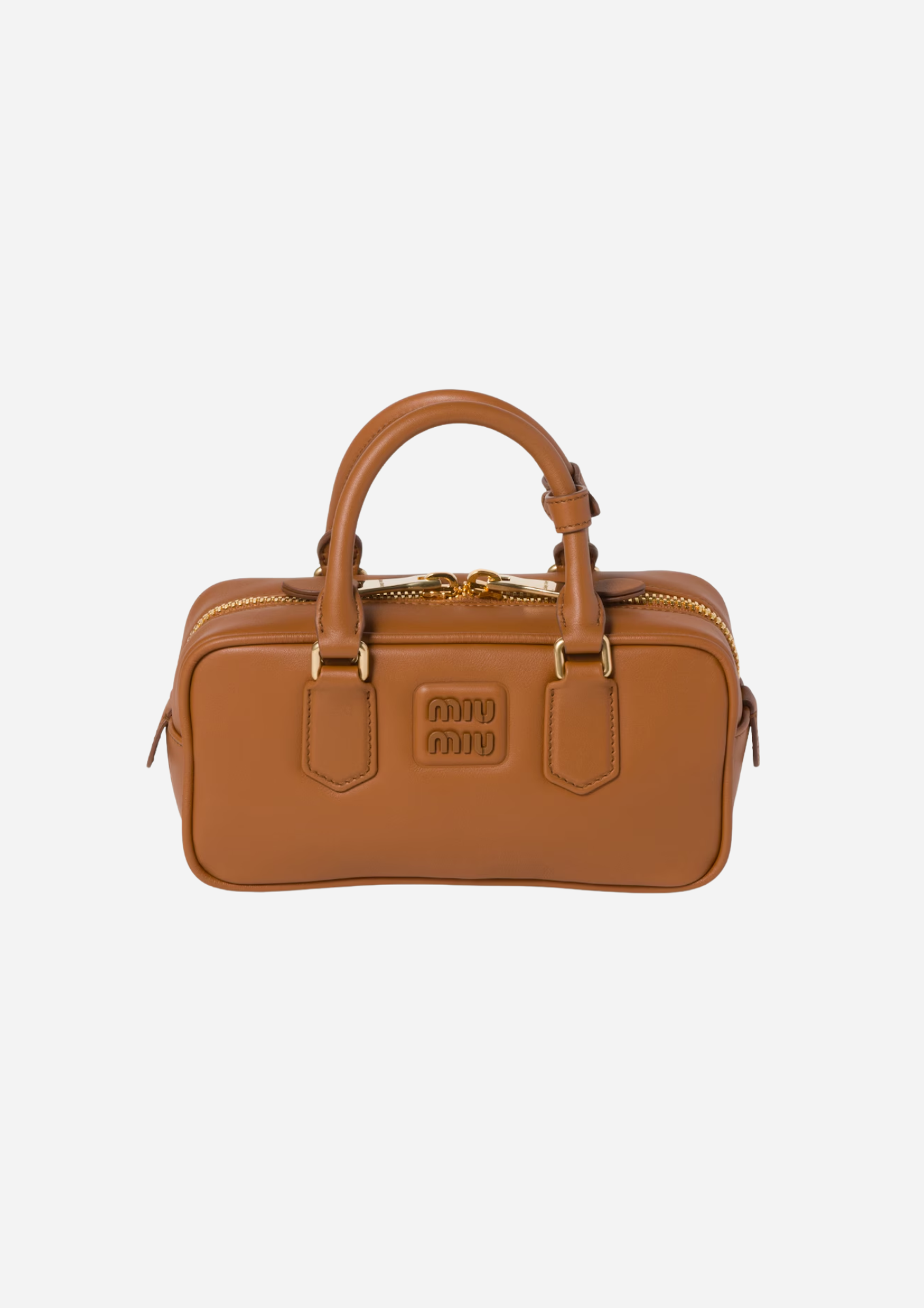 MIU MIU BORSA ARCADIE REGULAR I LÄDER COGNAC