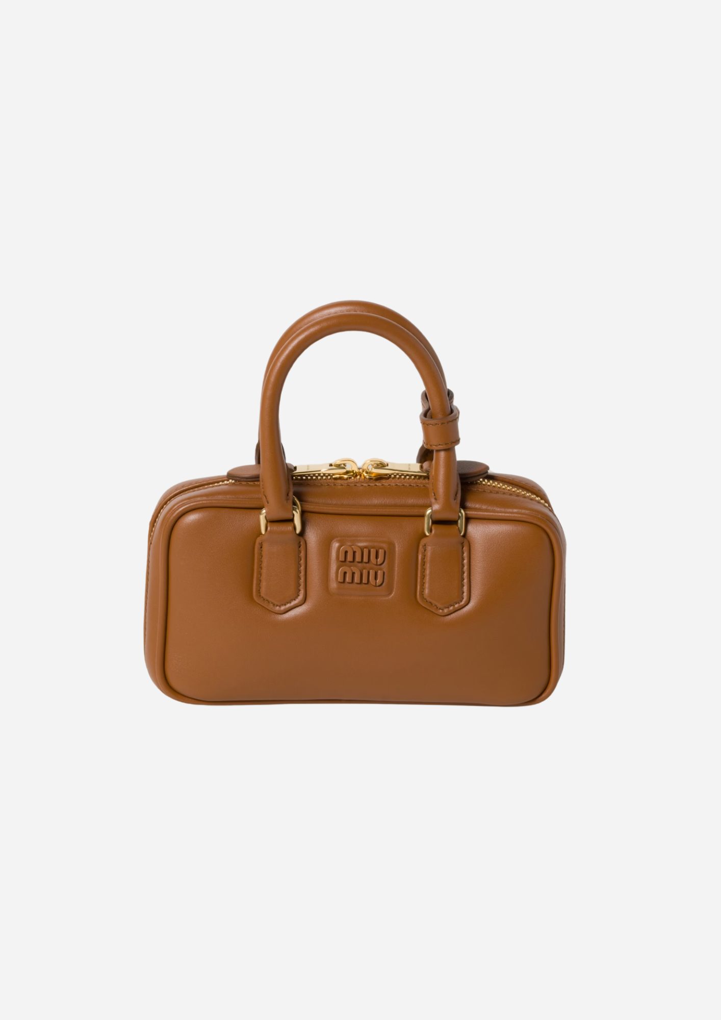 MIU MIU BORSA ARCADIE MINI I LÄDER COGNAC