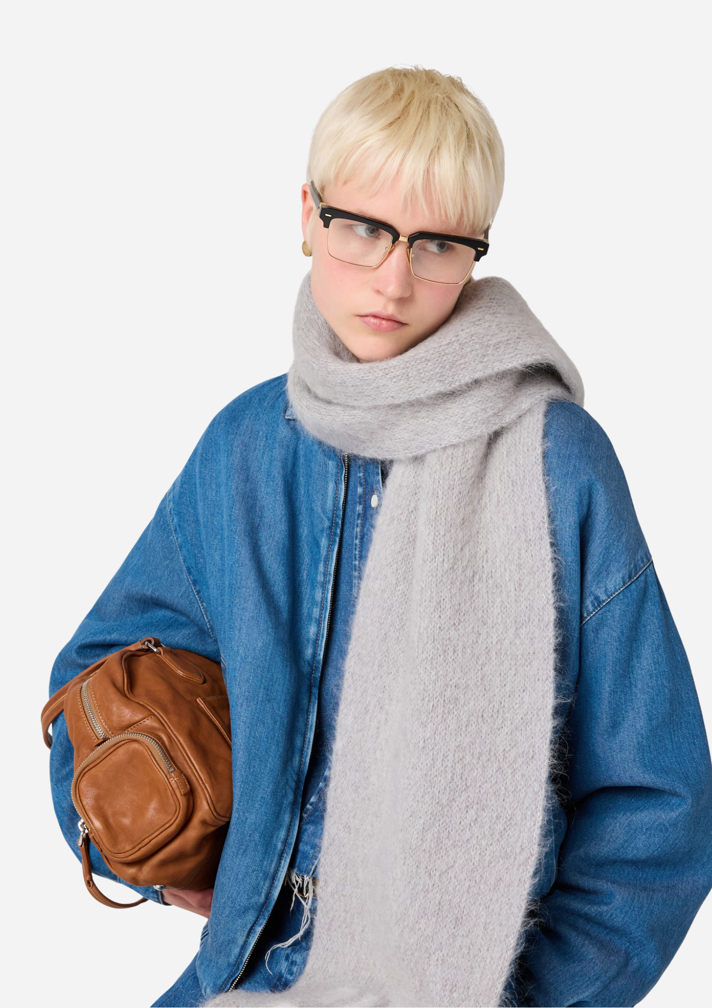 MIU MIU halsduk i grått ull och mohair