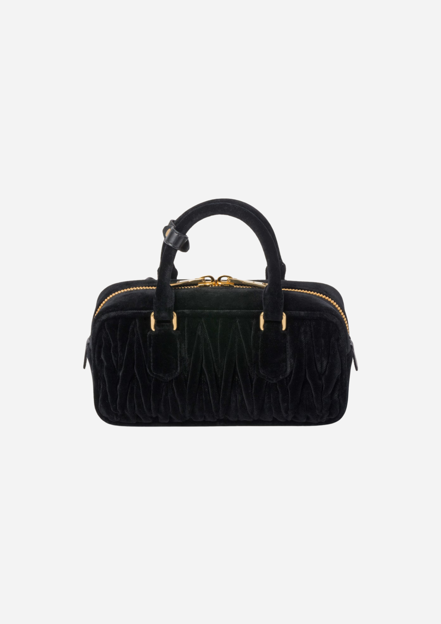 MIU MIU ARCADIE-LAUKKU MUSTASTA PÄÄLLYSTETYSTÄ SAMETISTA