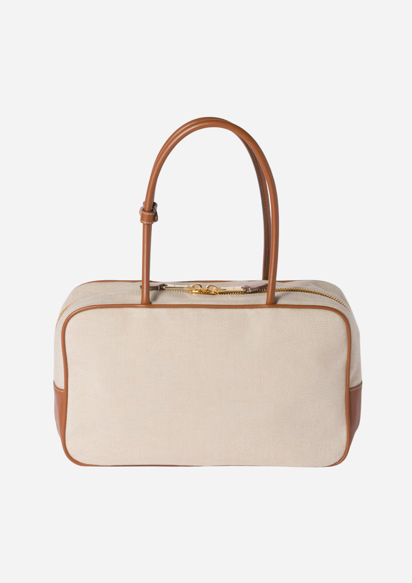 MIU MIU BORSA BEAU LARGE IN CANVAS E PELLE BEIGE