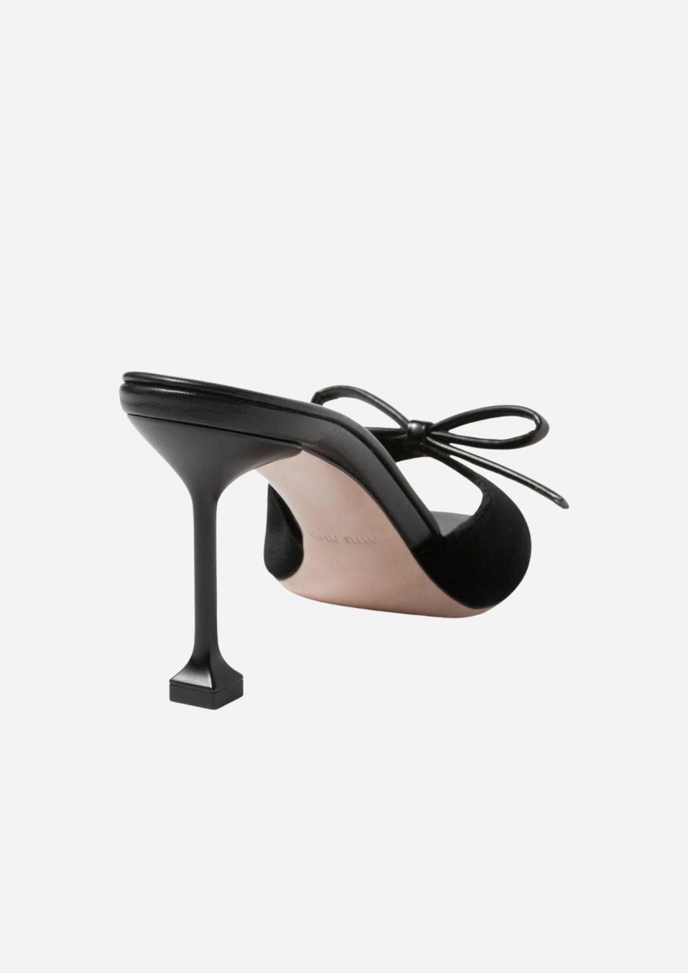 TACCHI MIU MIU VELVET HEELED MULES 85 BLACK