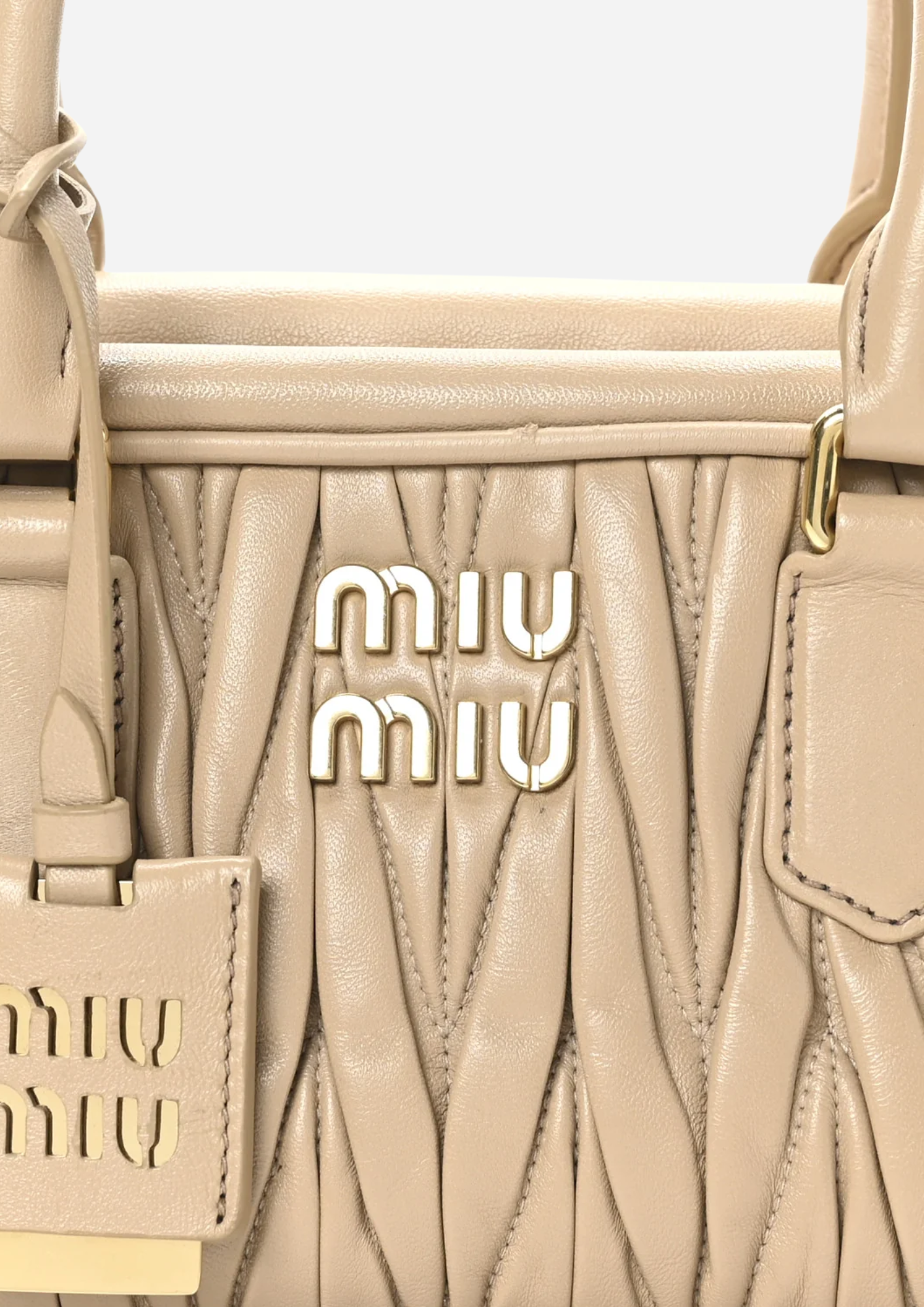 MIU MIU BORSA ARCADIE IN NAPPA MATELASSÉ LARGE SABBIA