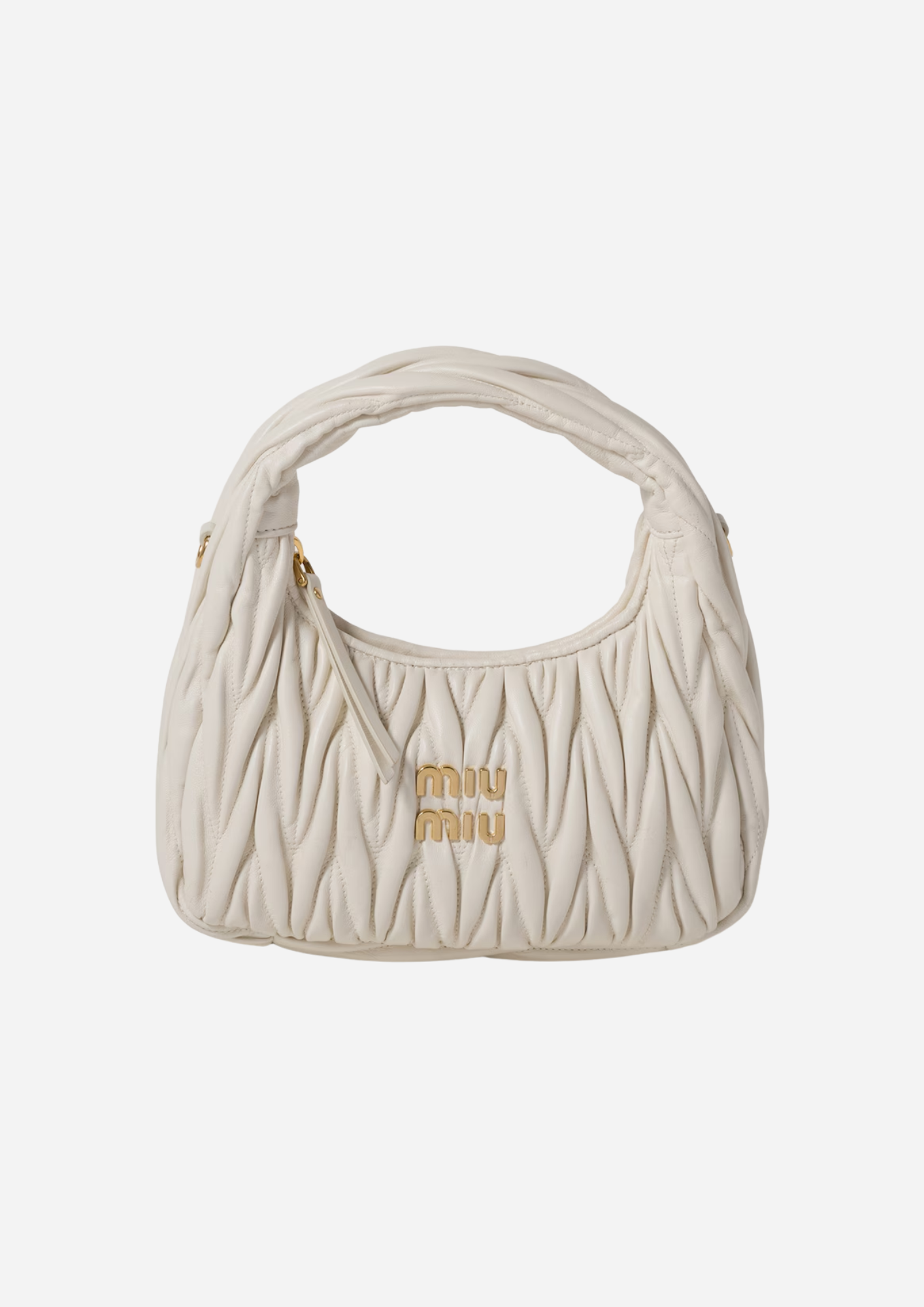 Miu Miu Borsa Hobo Wander Small in Nappa Matelassé Bianco