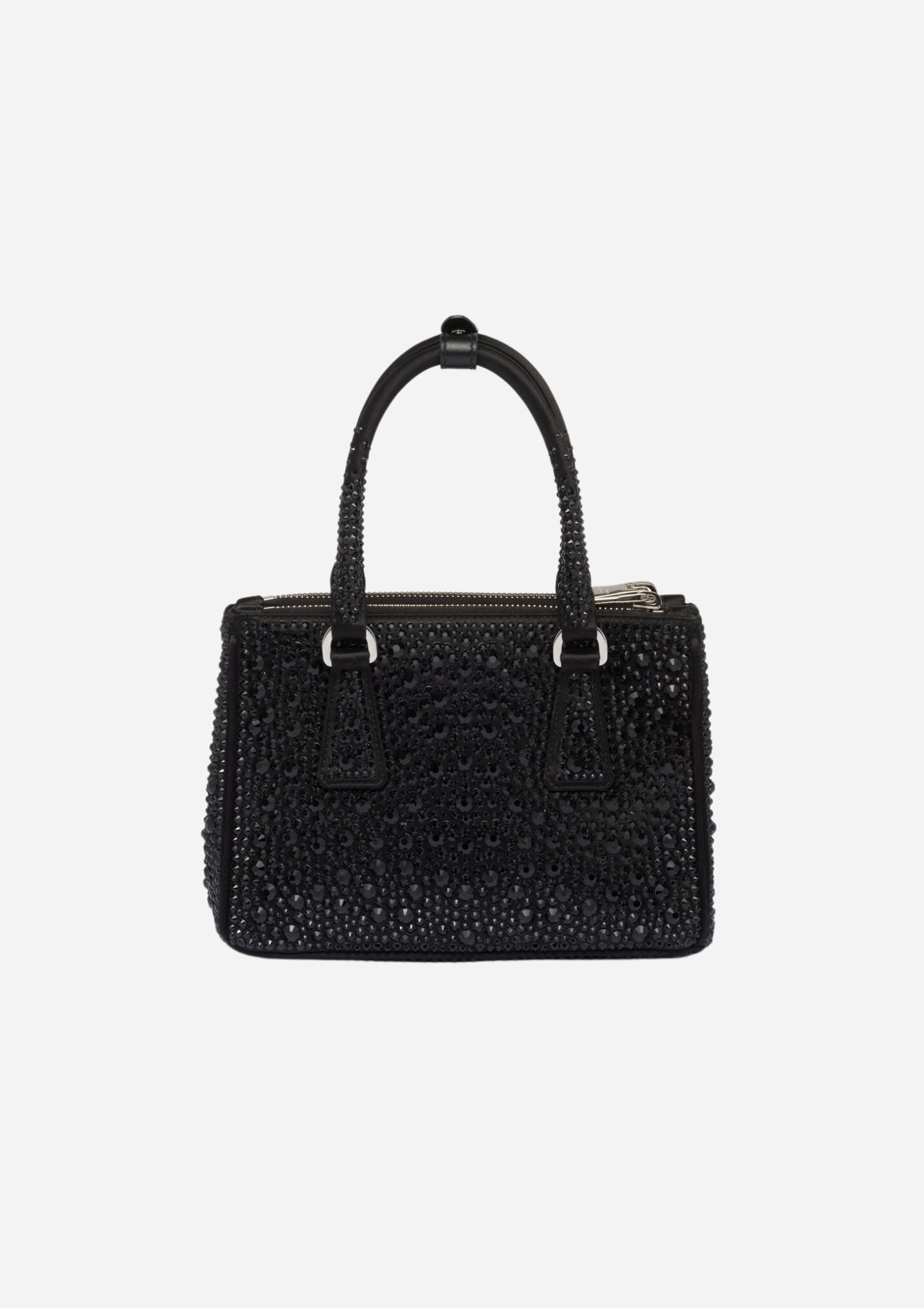 Prada Borsa Galleria Mini in Raso con Cristalli Neri