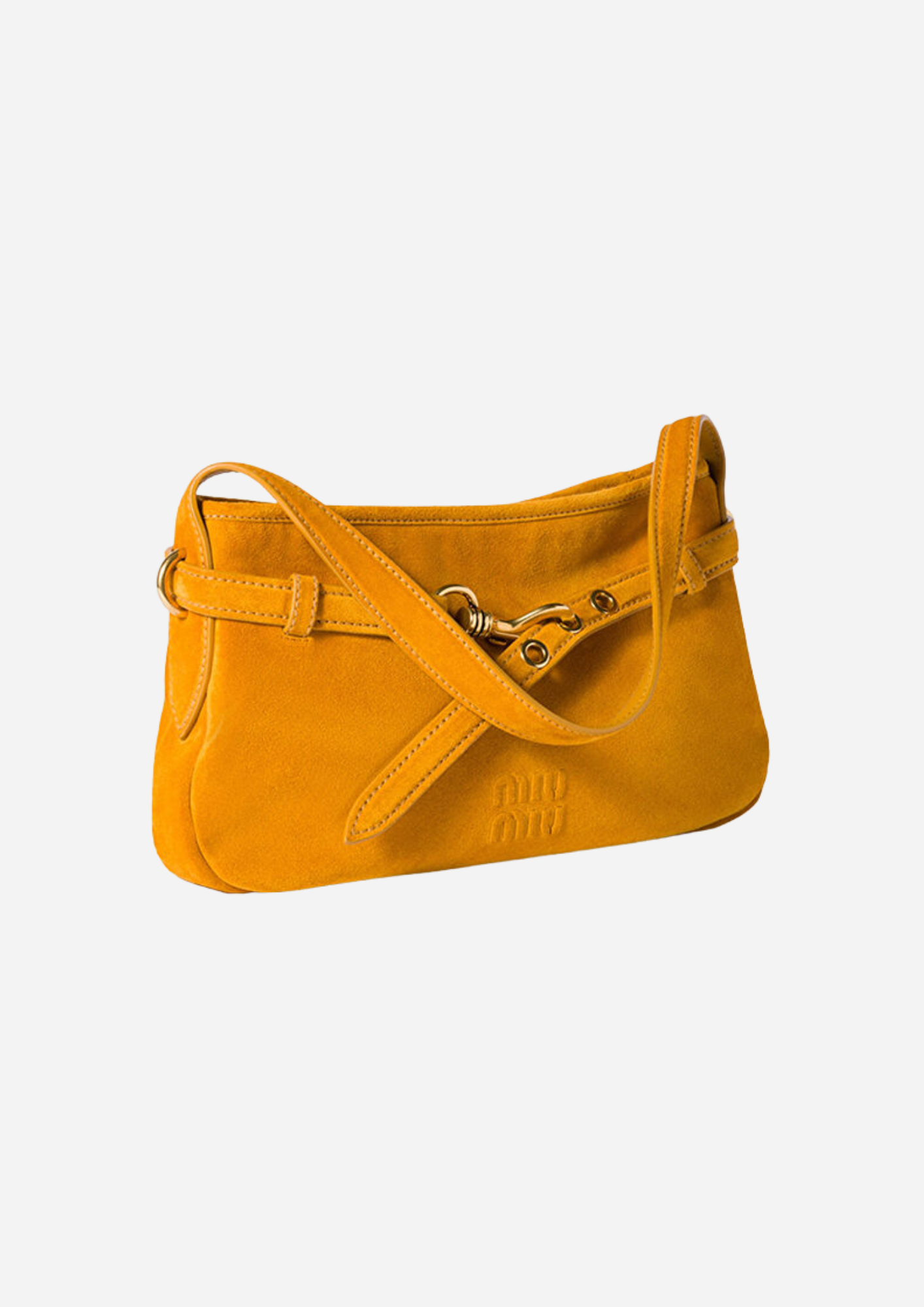 Miu Miu Aventure Bag Whiskey in Camoscio con Dettagli Oro
