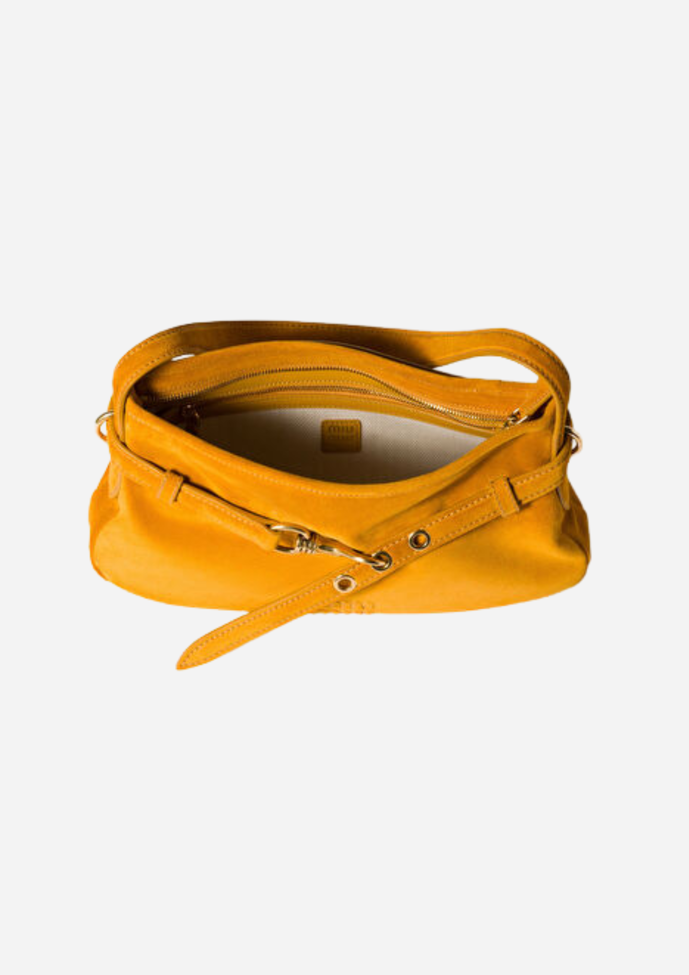 Miu Miu Aventure Bag Whiskey in Camoscio con Dettagli Oro