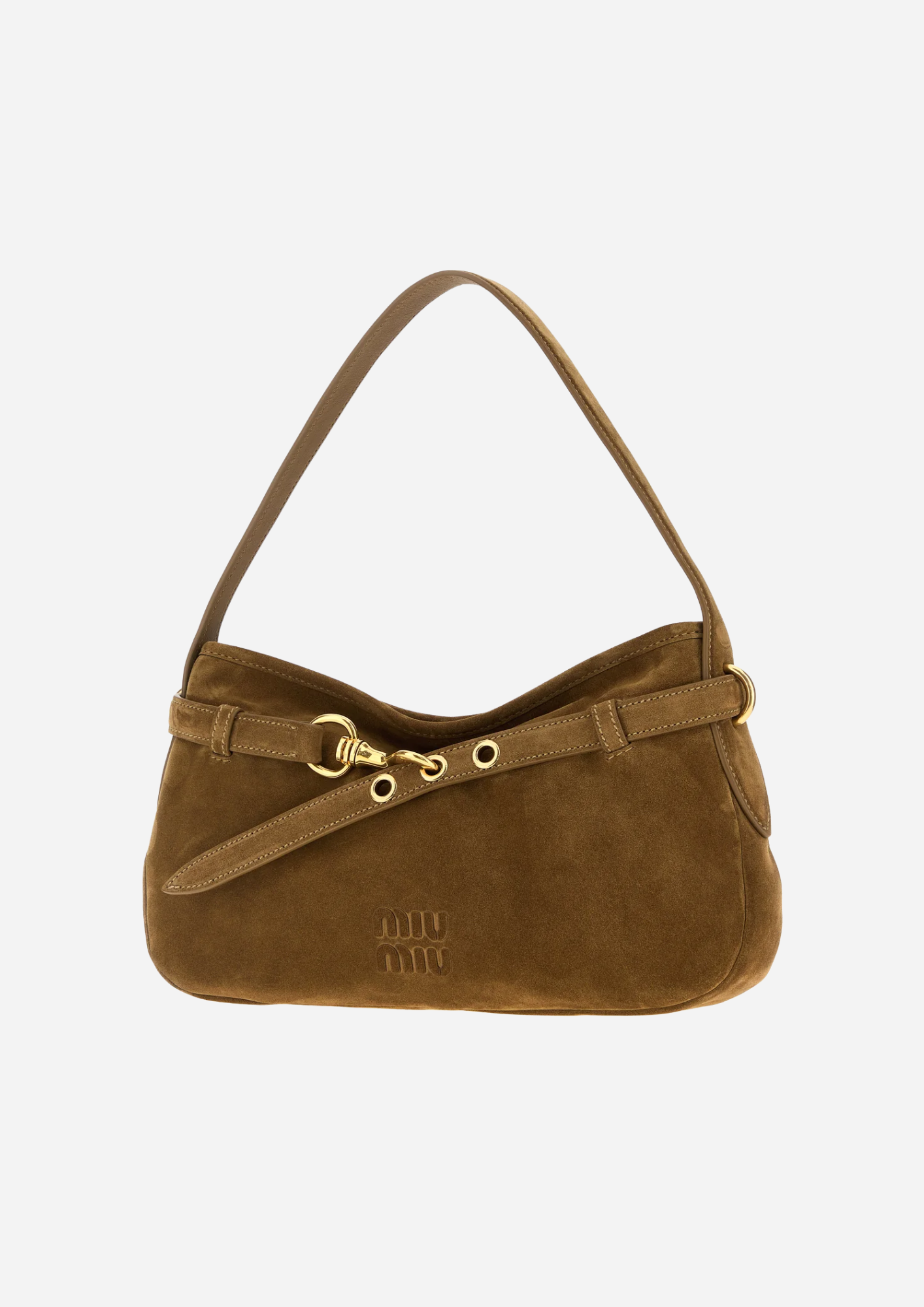 Miu Miu Borsa A Spalla Aventure Biscotto in Pelle Scamosciata
