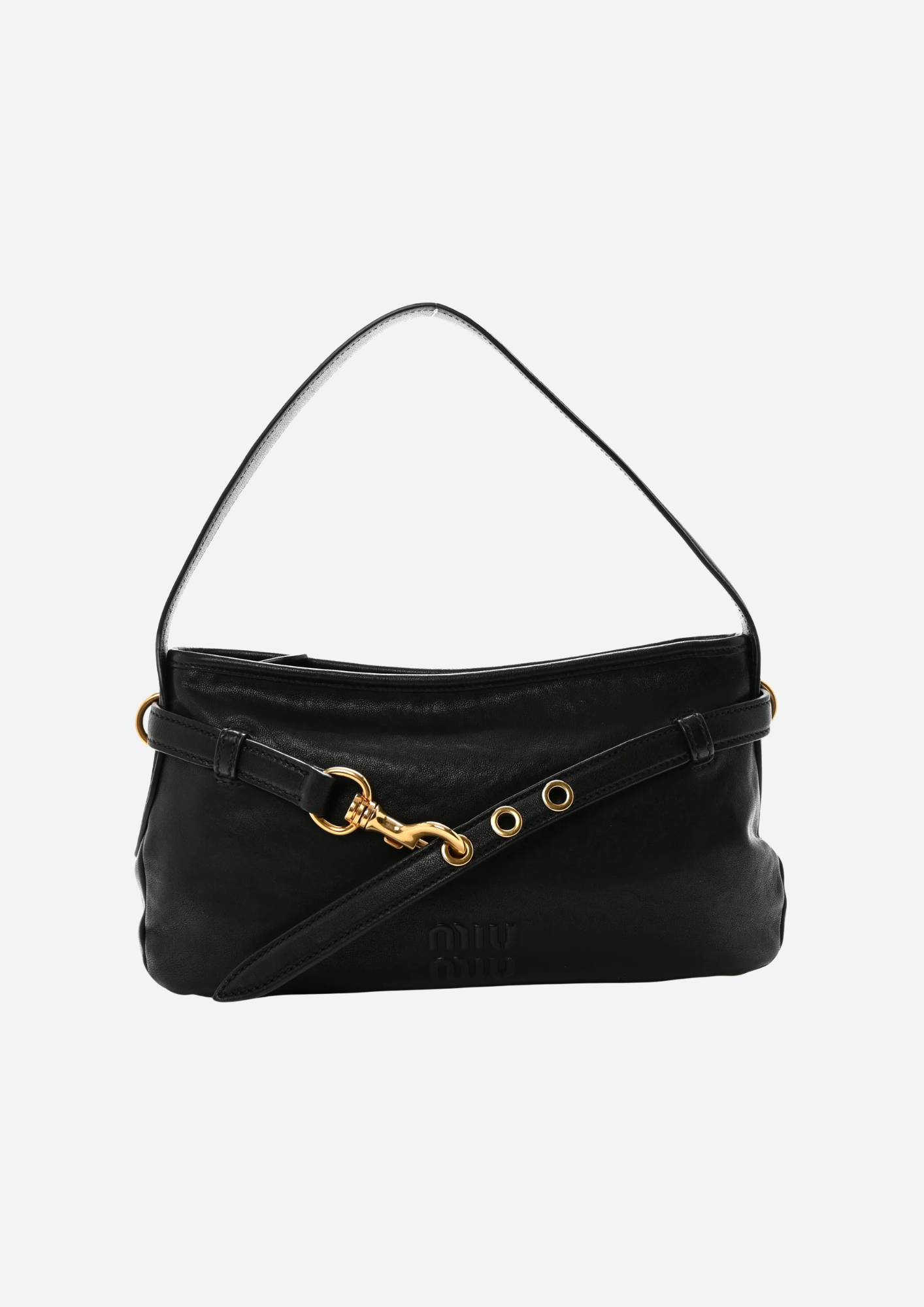 Miu Miu Borsa A Spalla Aventure Nera in Pelle Nappa