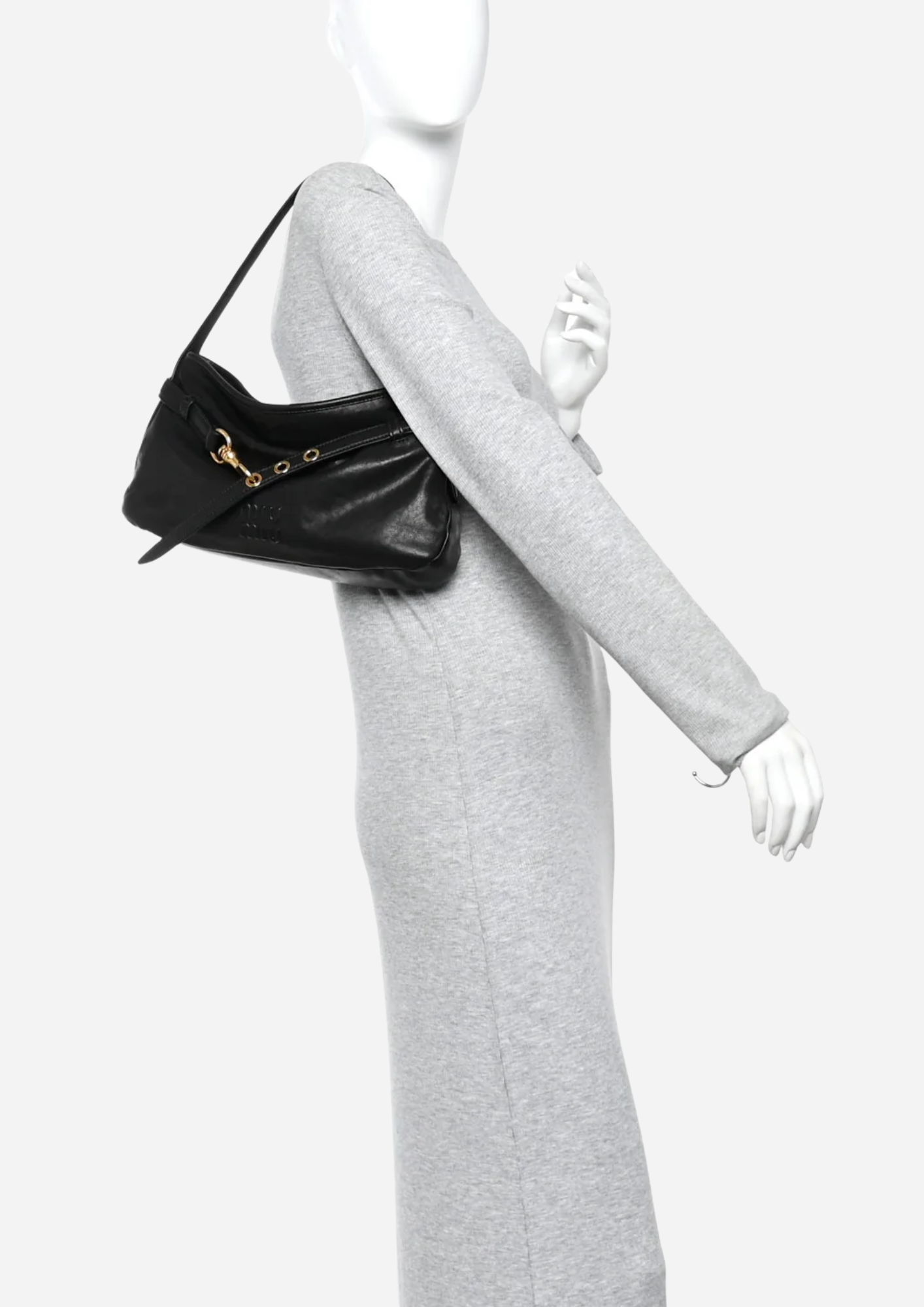 Miu Miu Borsa A Spalla Aventure Nera in Pelle Nappa