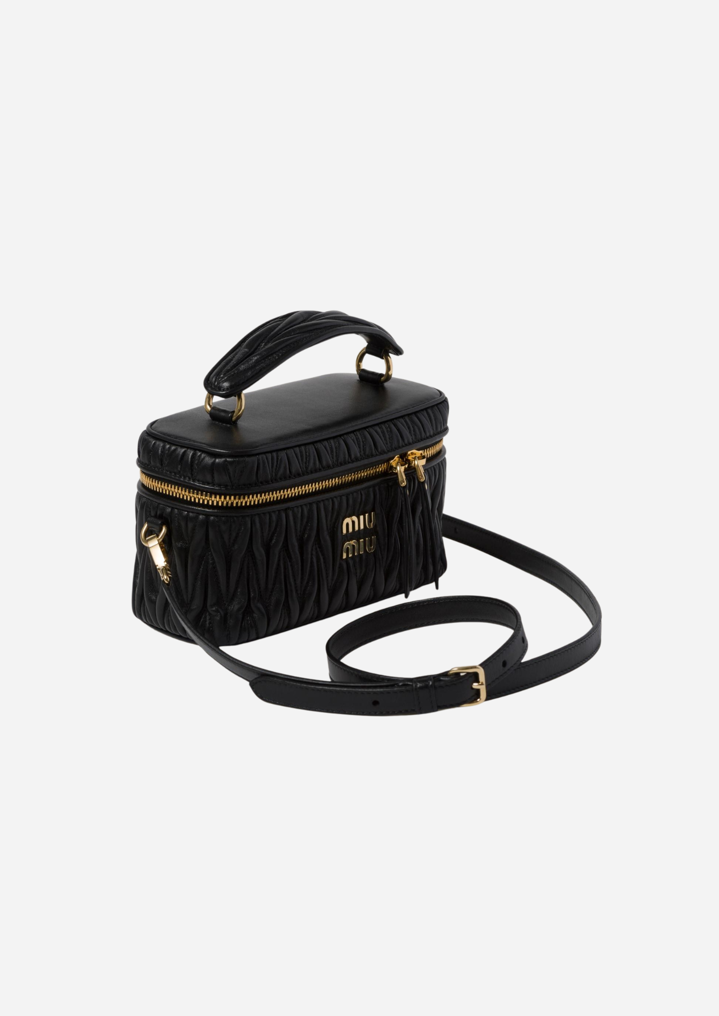 Miu Miu Borsa a Spalla Matelassé in Pelle Nappa Nera