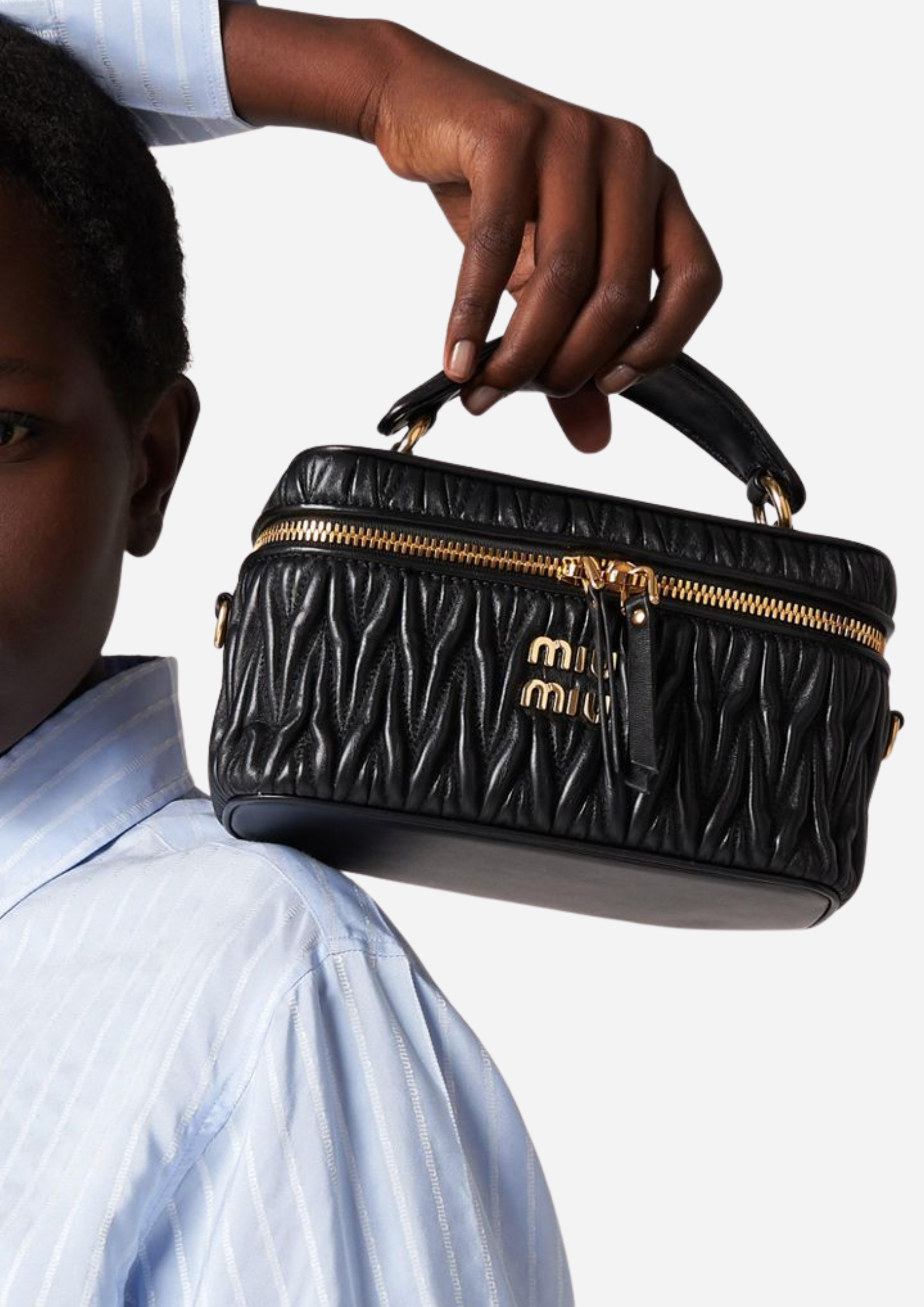 Miu Miu Borsa a Spalla Matelassé in Pelle Nappa Nera