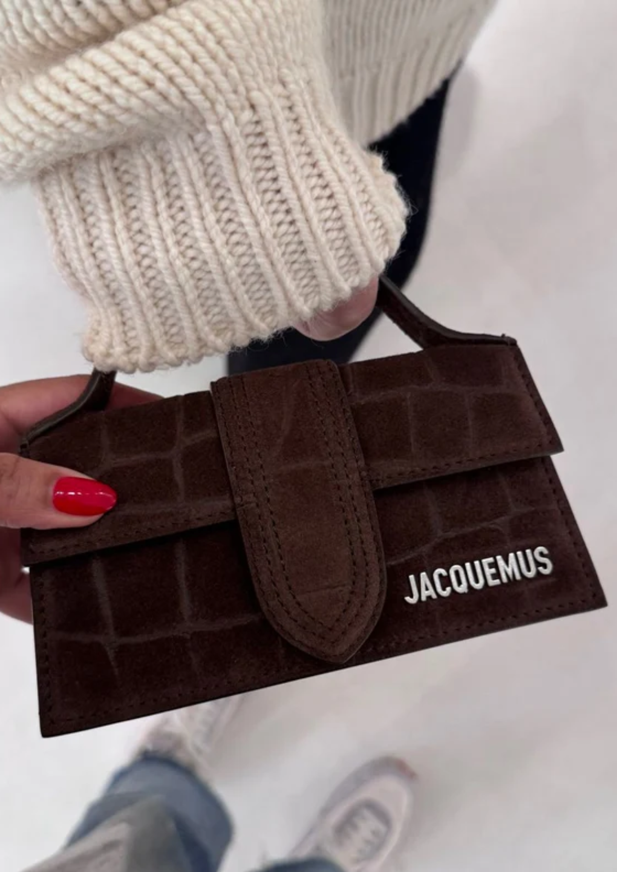 Jacquemus Le Bambino Dark Brown Croc-Embossed