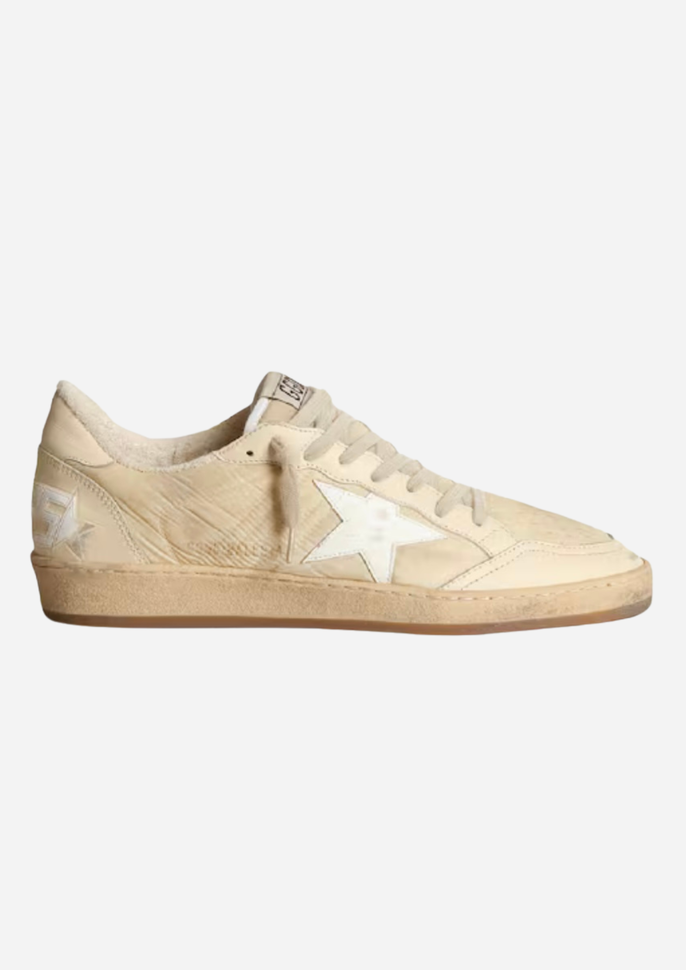 GOLDEN GOOSE BALL STAR MÄN I NYLON VIT MED STJÄRNA OCH VITA HÄLKAPOR
