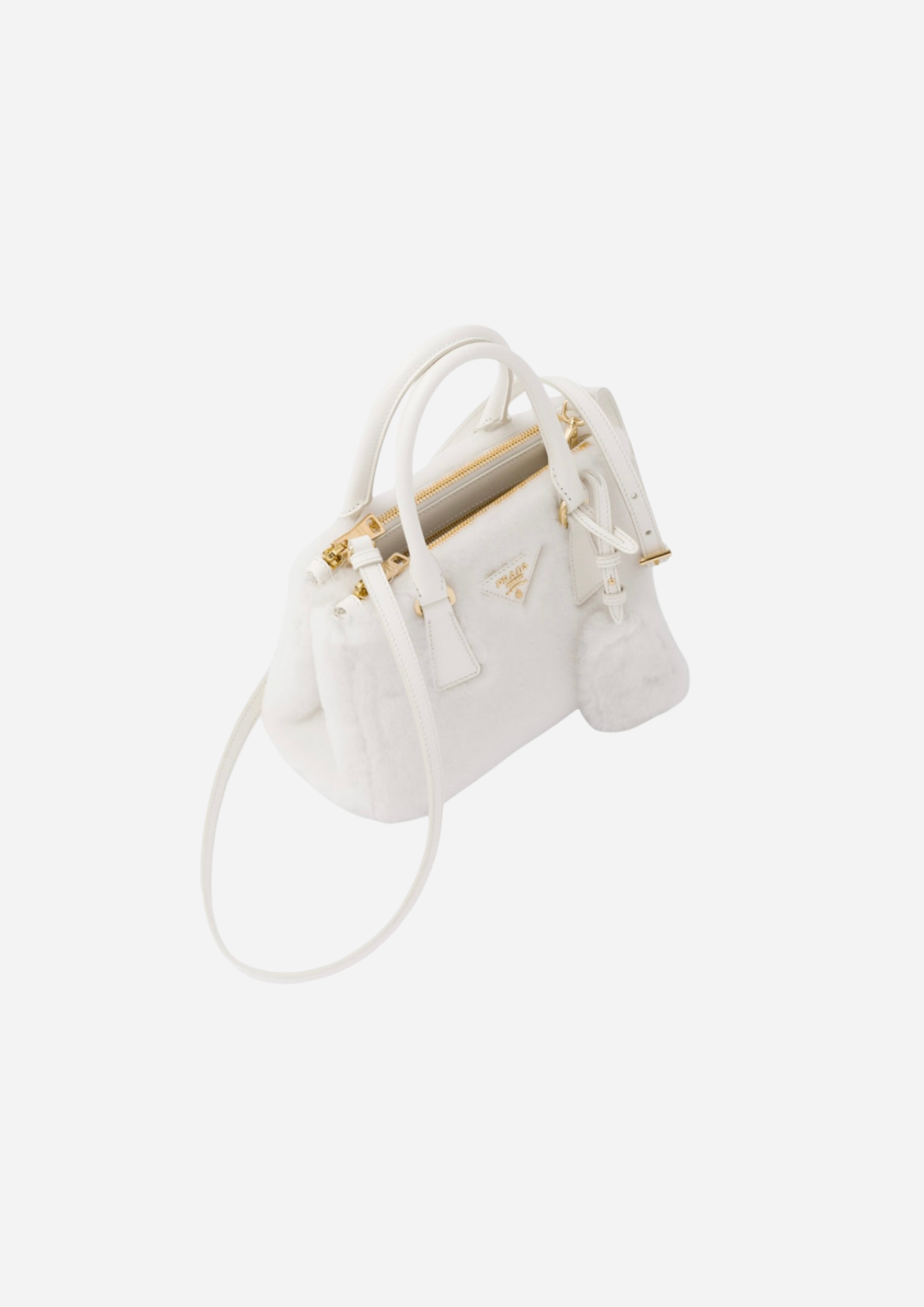 Väska Prada Galleria Mini i vitt fårskinn