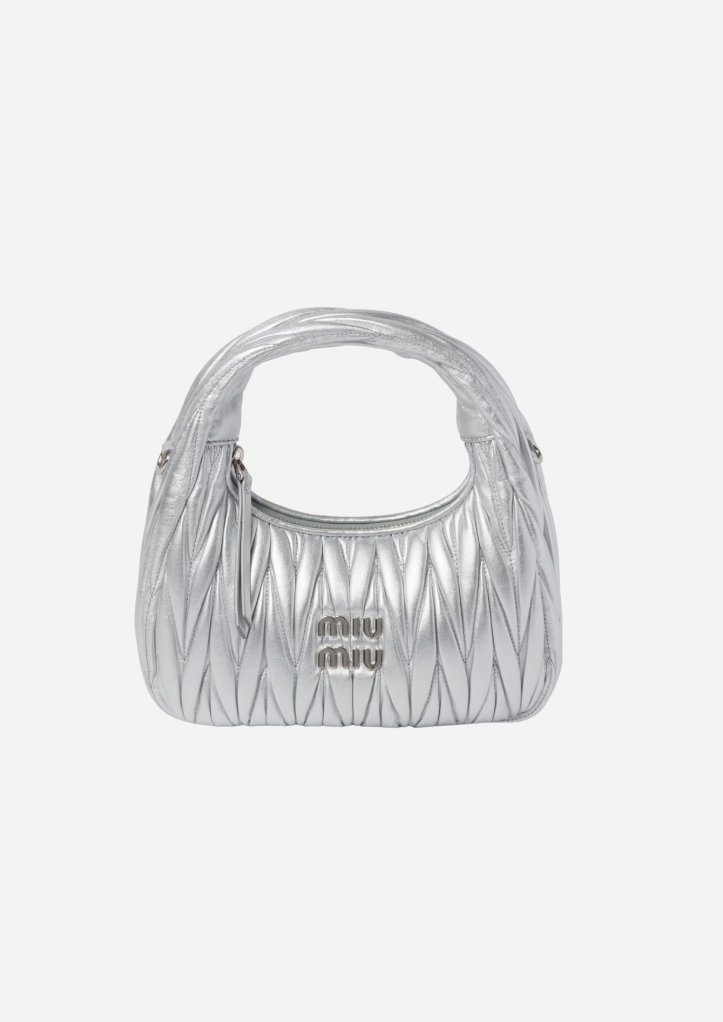 MIU MIU HOBO WANDER SMALL NAPPA MATELASSÉ SILVER