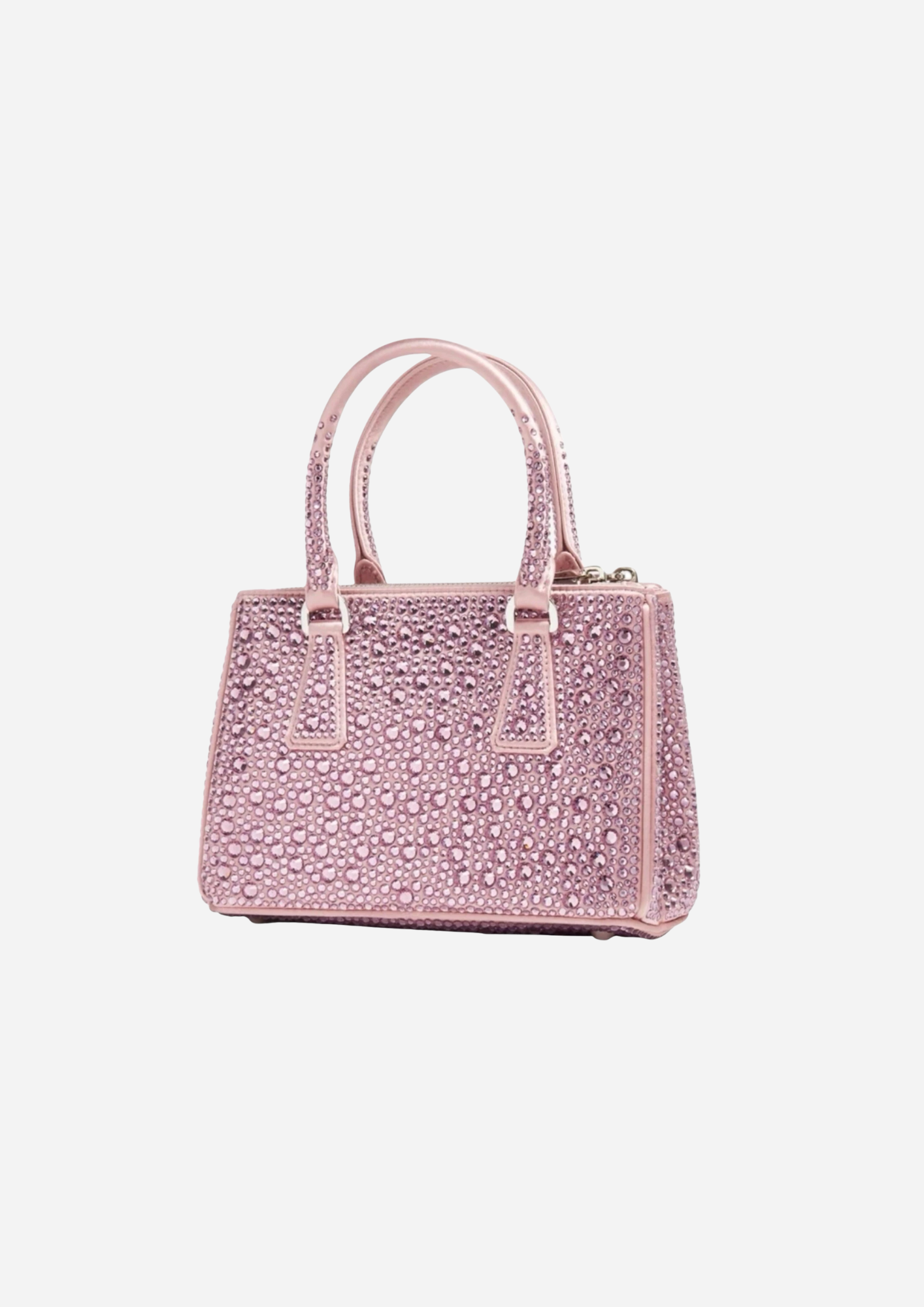 PRADA GALLERIA MINI BAG IN SATIN WITH PINK CRYSTALS