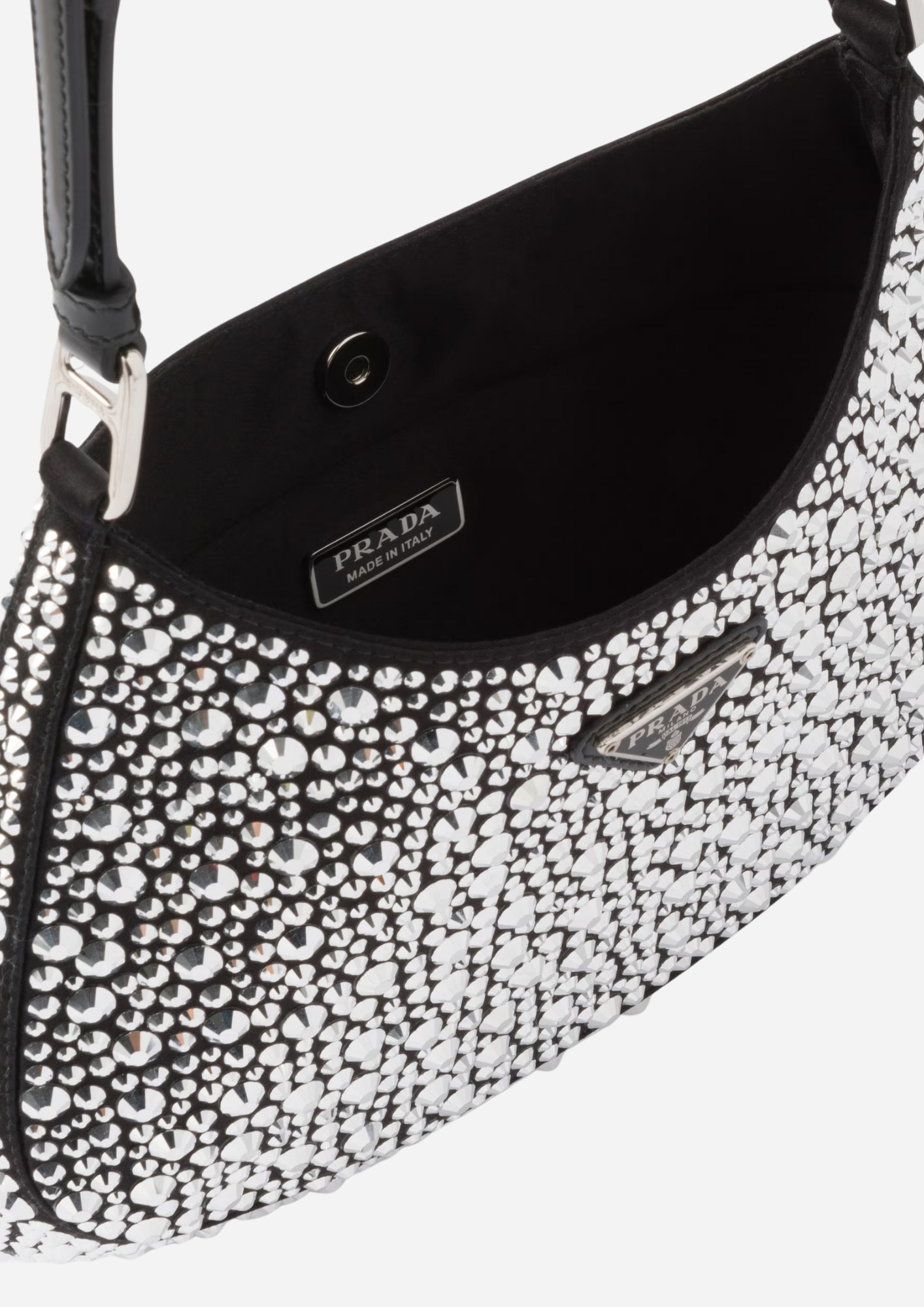 PRADA CLEO BAG IN SATIN WITH METAL CRYSTALS