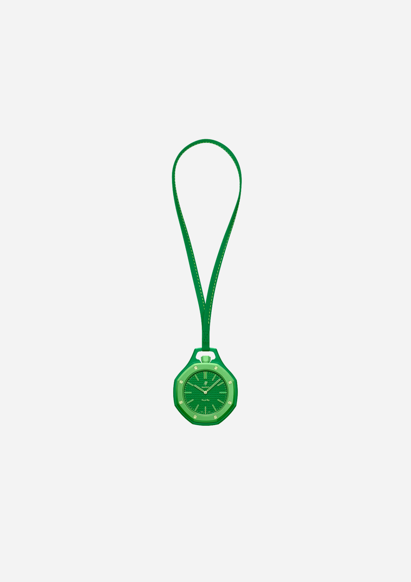 Audemars Piguet x Swatch Royal Pop GREEN EIGHT vista frontale con cordino
