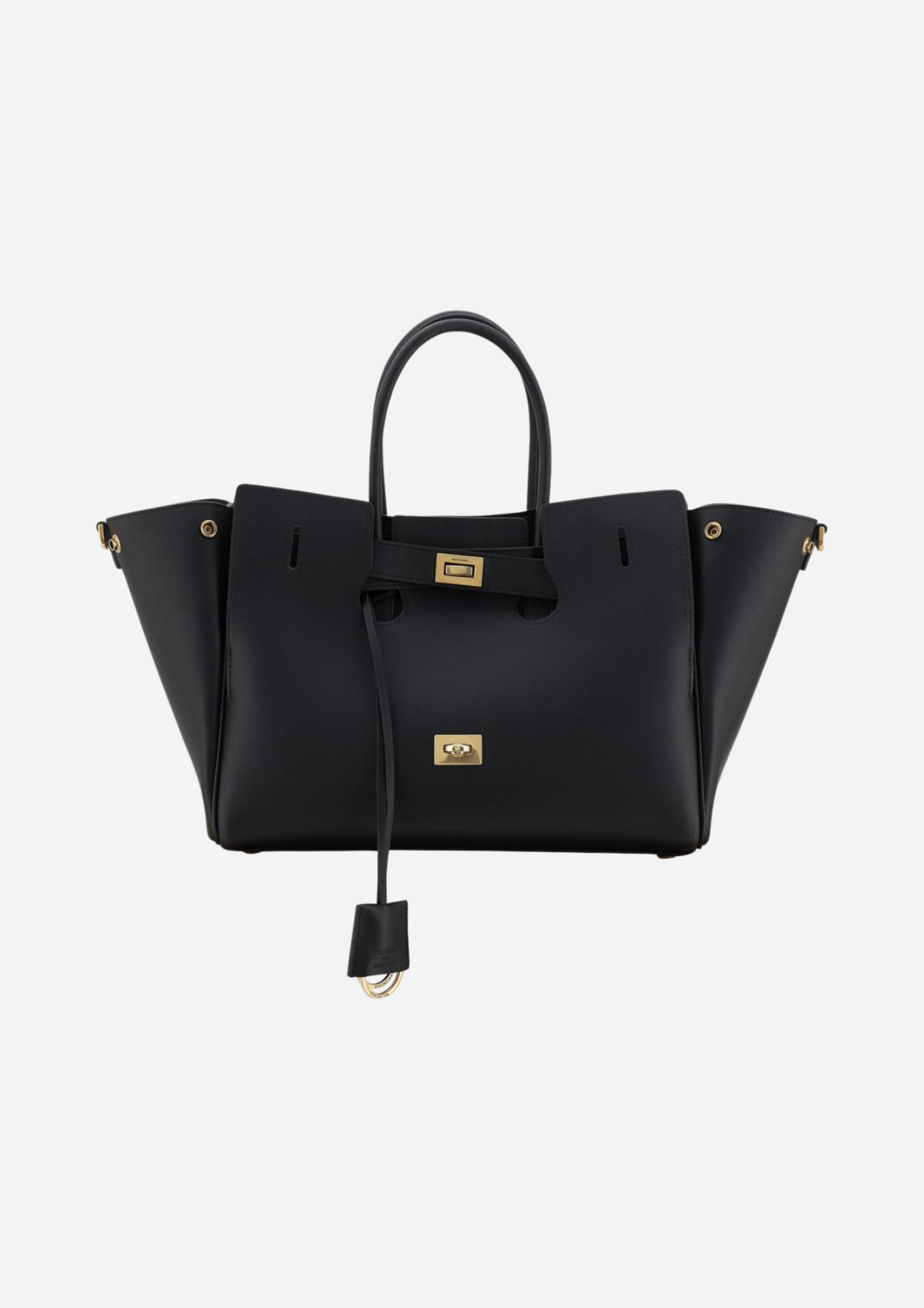 Balenciaga Bel Air Tote Grande nera vista frontale con chiusura aperta