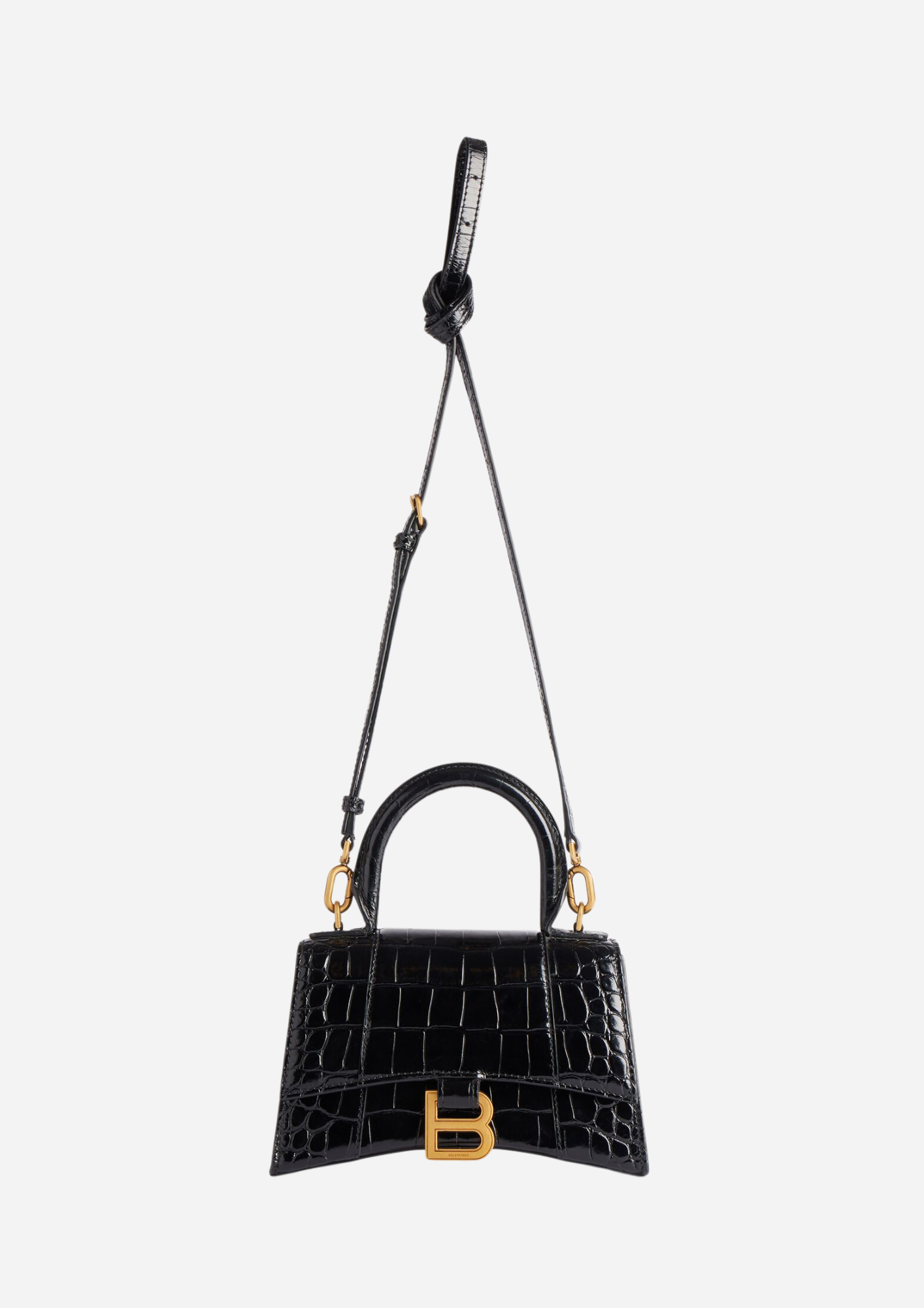 Balenciaga Hourglass XS nera con tracolla regolabile e removibile