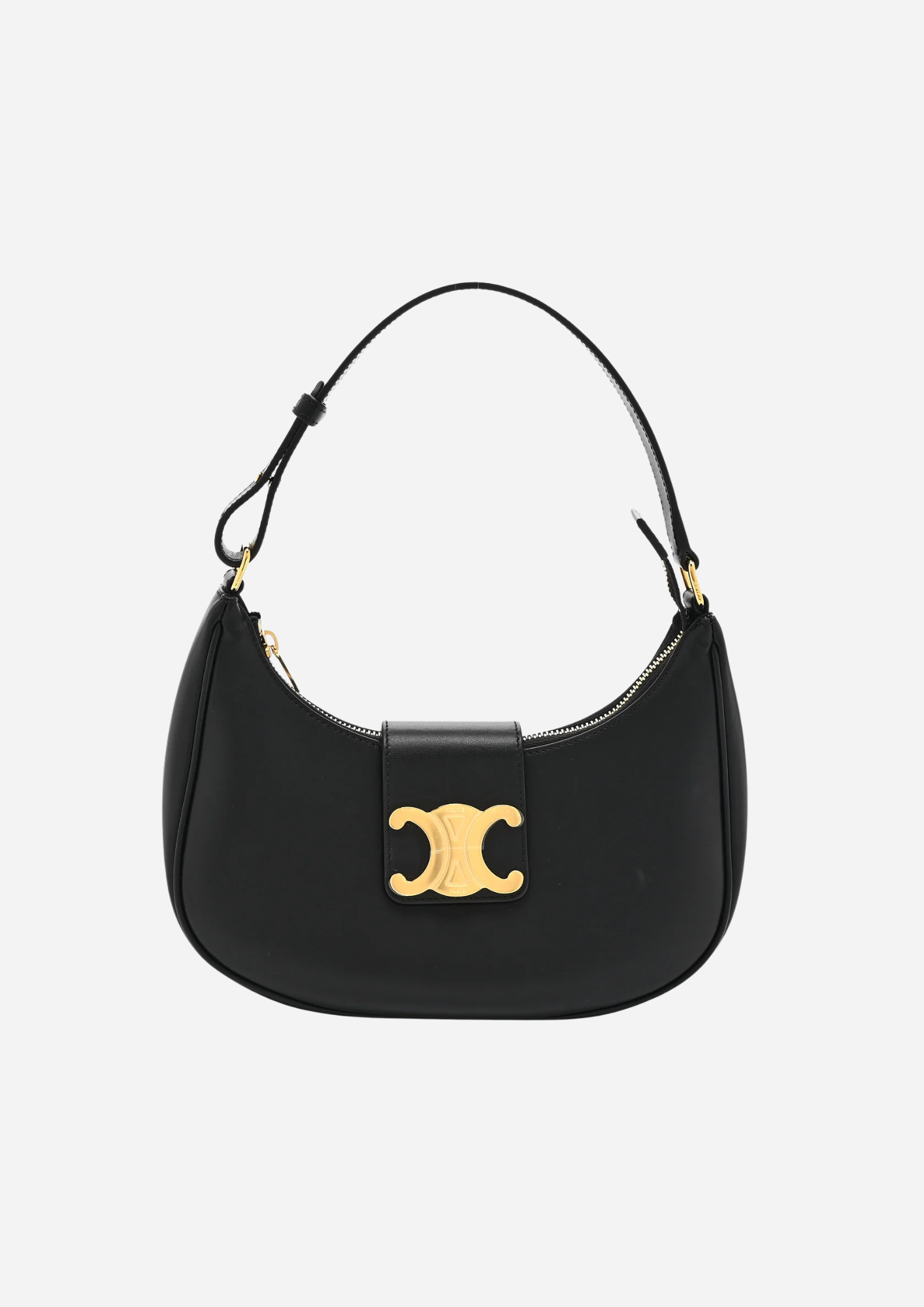 Celine Ava Triomphe Medium nera in pelle liscia vista frontale