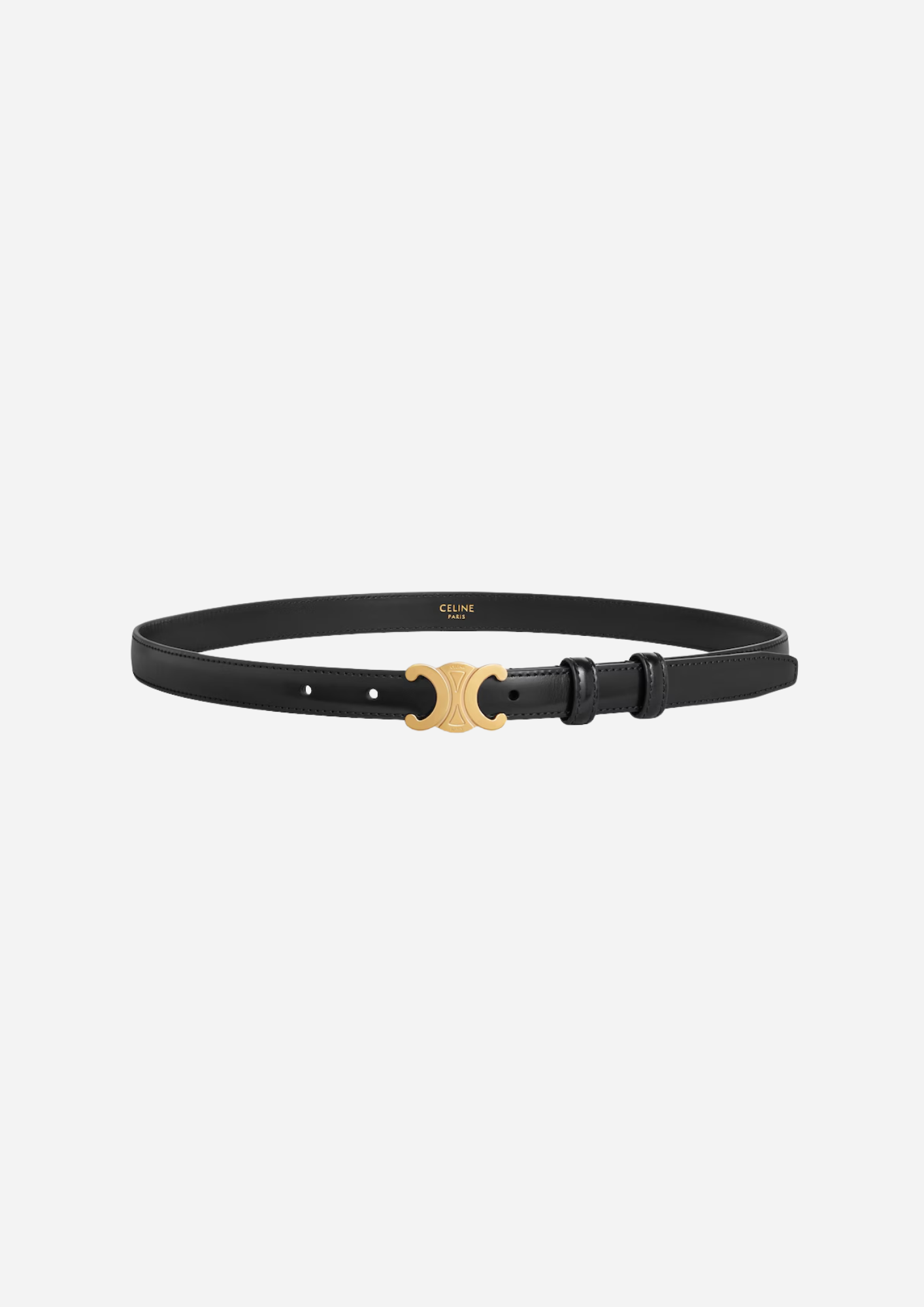 Celine Cintura Triomphe 25 mm nera in pelle Taurillon vista completa