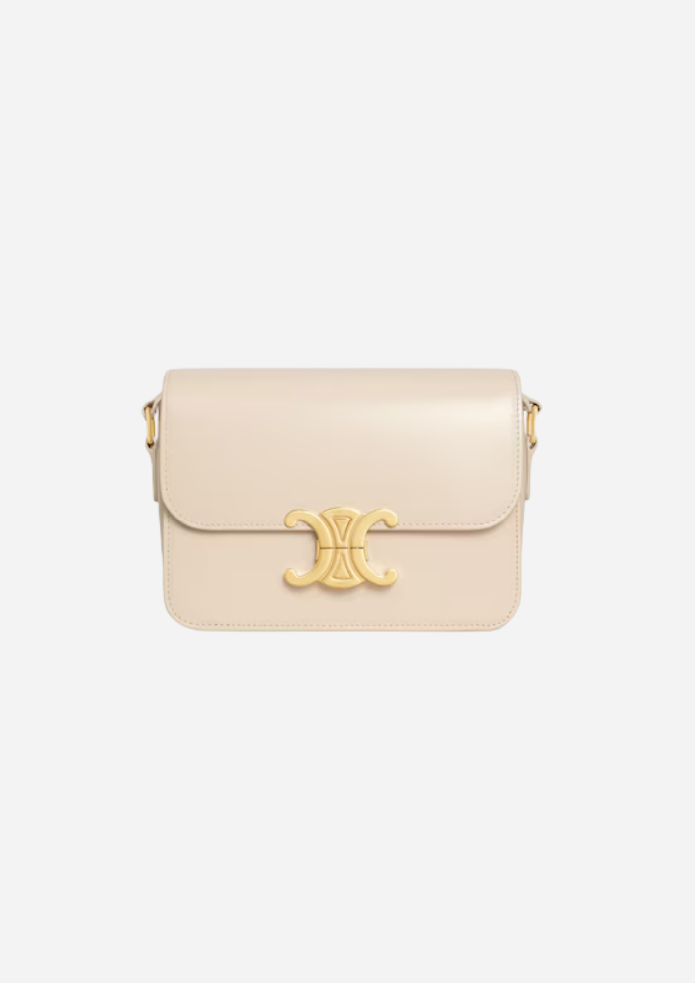 Celine Teen Triomphe Crema in pelle di vitello lucida vista frontale
