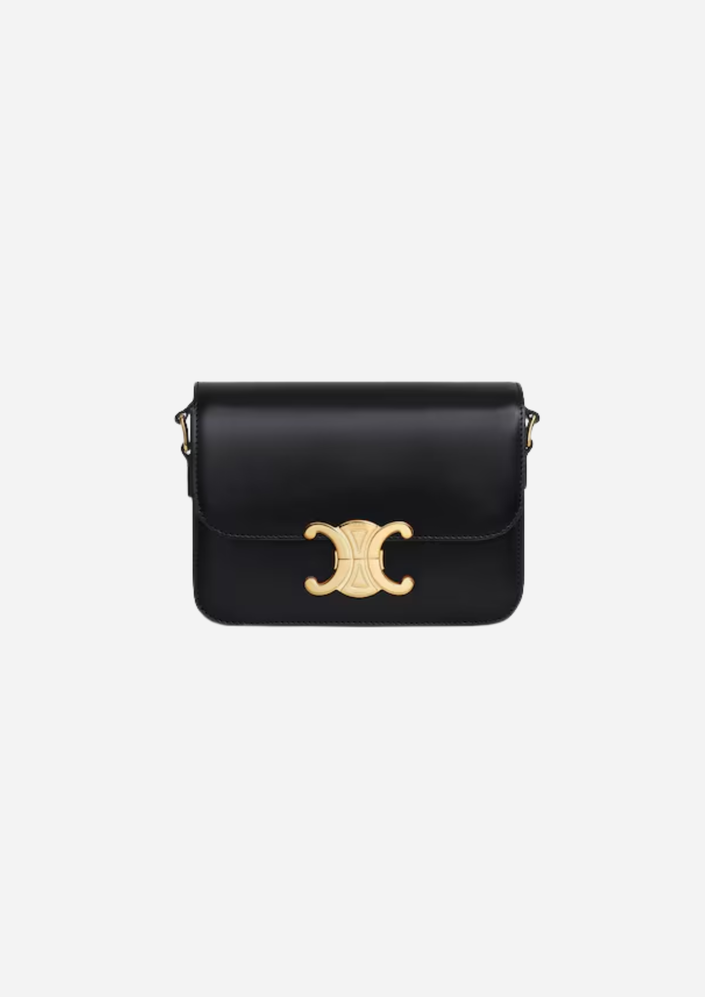 Celine Teen Triomphe nera in pelle di vitello lucida vista frontale