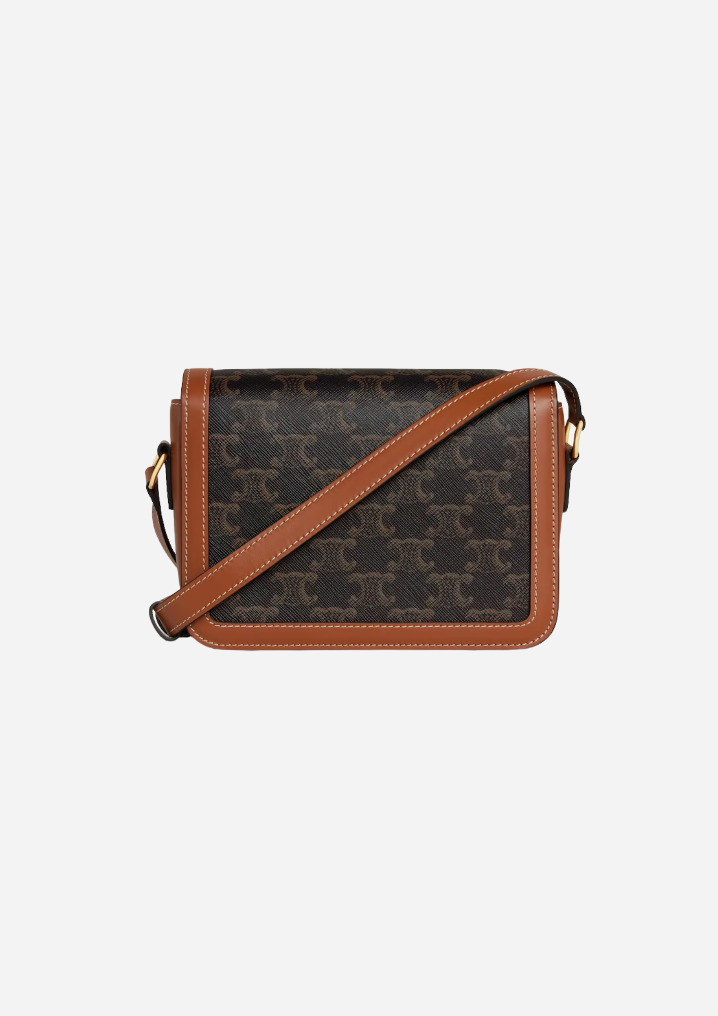 Celine Teen Triomphe Tan vista posteriore con tracolla regolabile