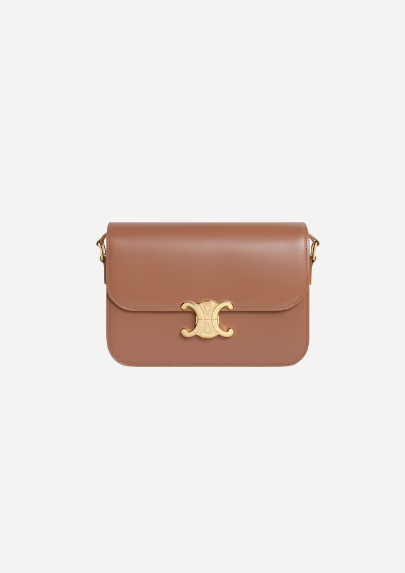Celine Triomphe Classique bronzo in pelle di vitello lucida vista frontale