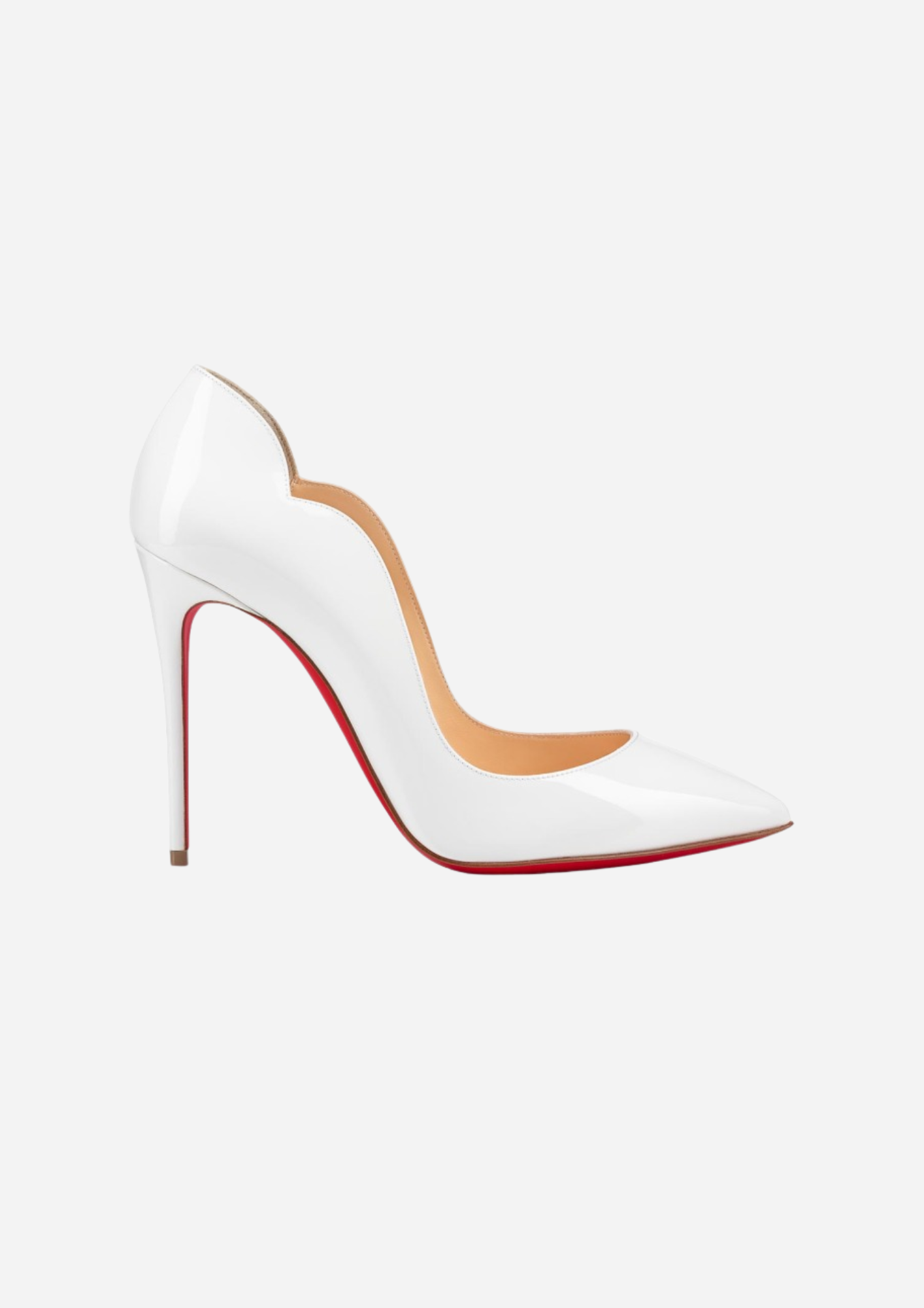 Christian Louboutin Hot Chick 100 bianca vista laterale con tacco da 100 mm