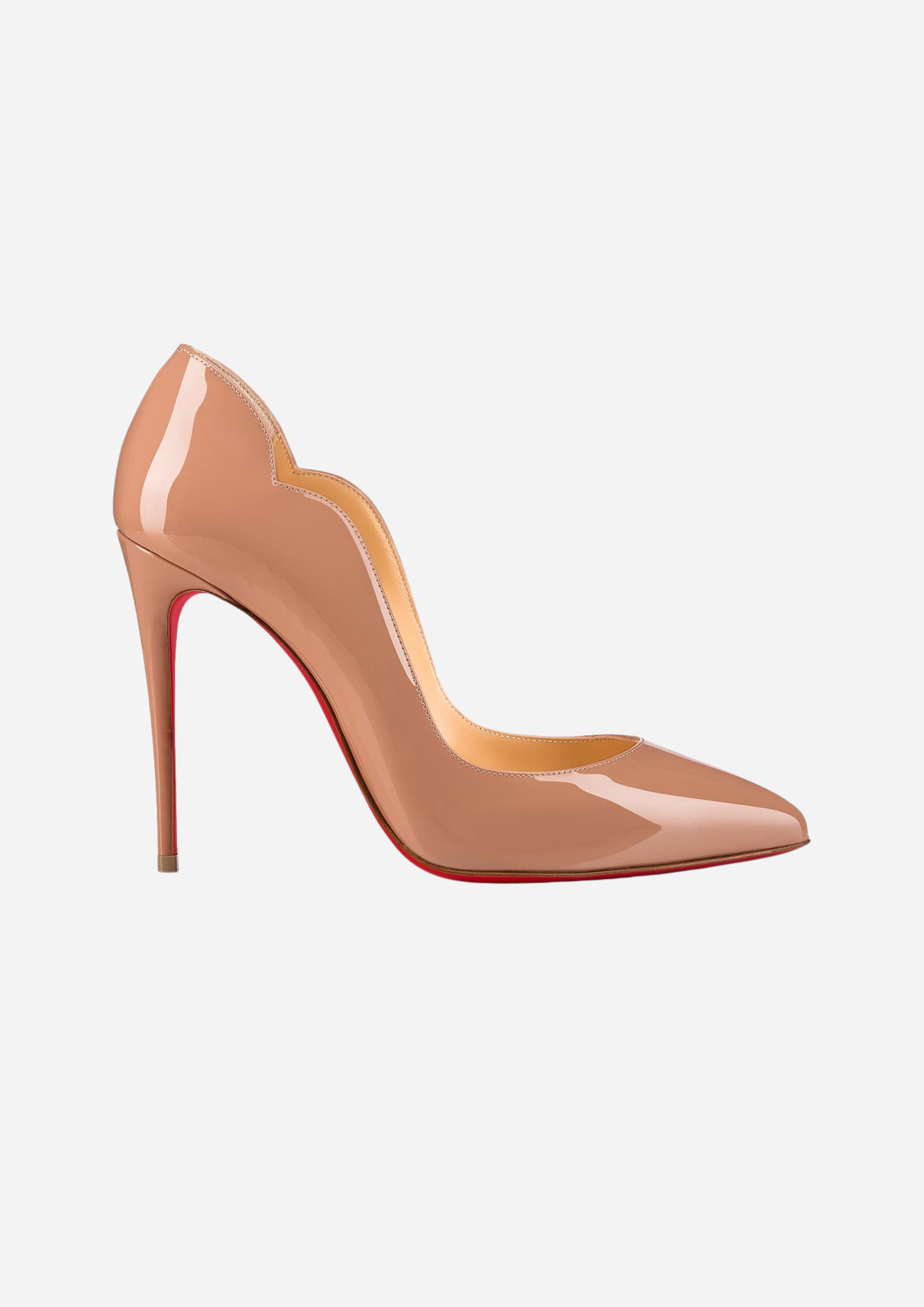 Christian Louboutin Hot Chick 100 Blush vista laterale con tacco stiletto