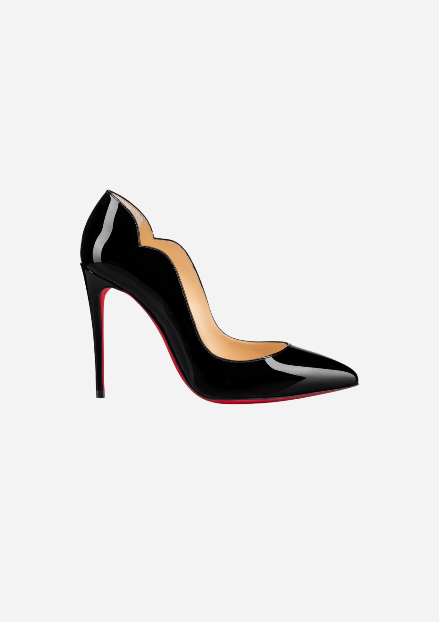 Christian Louboutin Hot Chick 100 nera vista laterale con tacco stiletto
