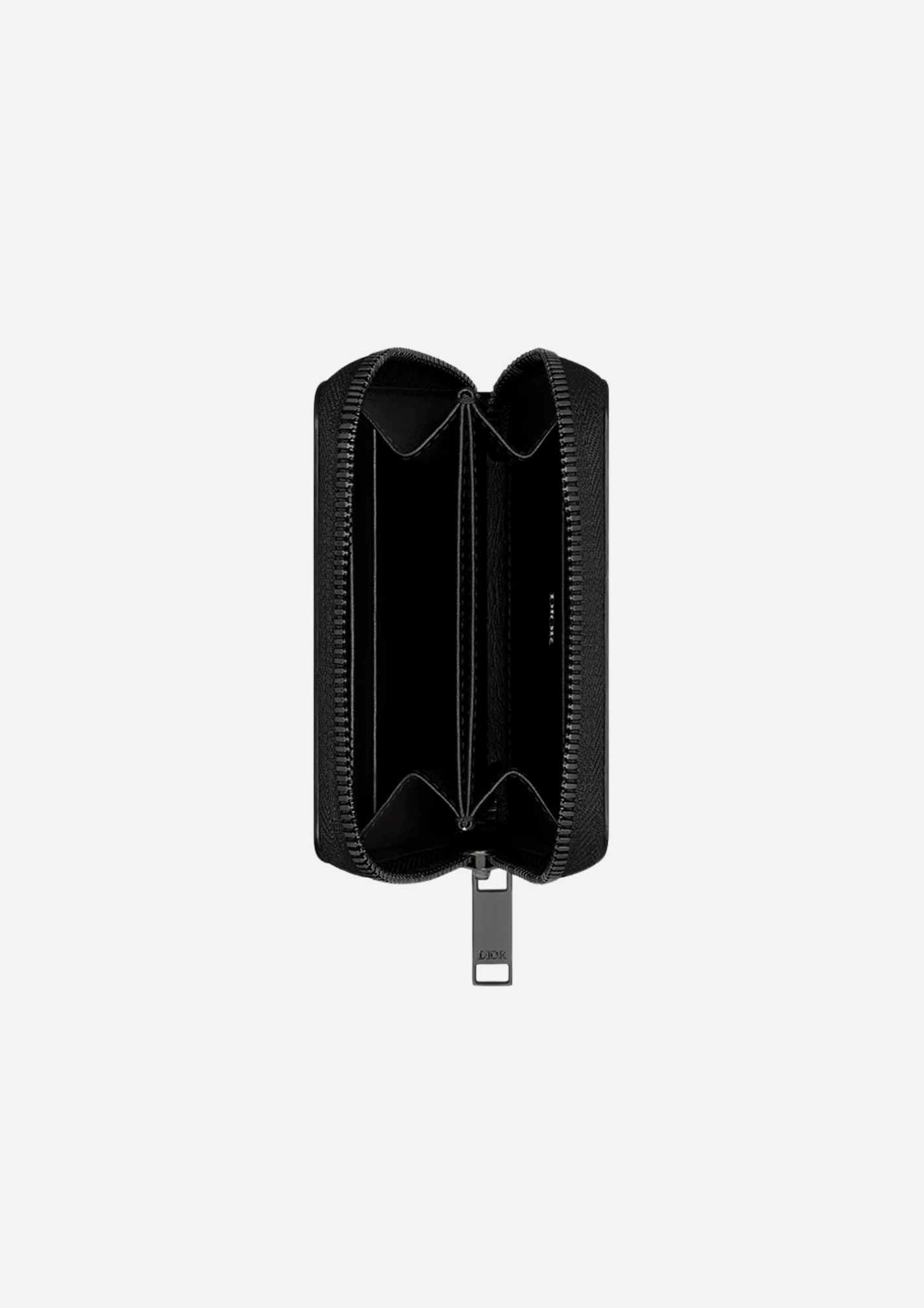 Interno del portamonete Dior Gravity nero con scomparti a soffietto